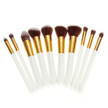 10-Piece White Foundation Makeup Brush Set - Professional Cosmetic Brush Kit for Flawless Makeup Application | Perfect for Daily Use, Bridal Makeup & Professional Makeup Artists