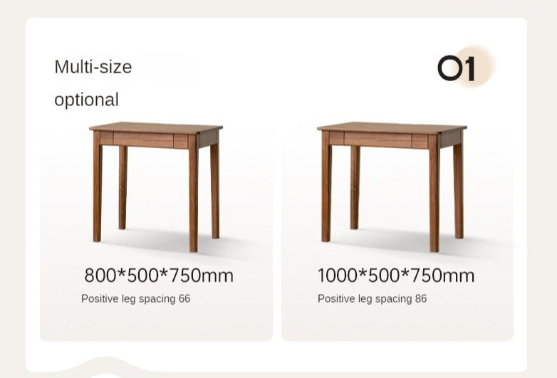 Premium Black Walnut Solid Wood Writing Desk with 3 Drawers - Modern Home Office Furniture for Study, Work & Remote Workspace