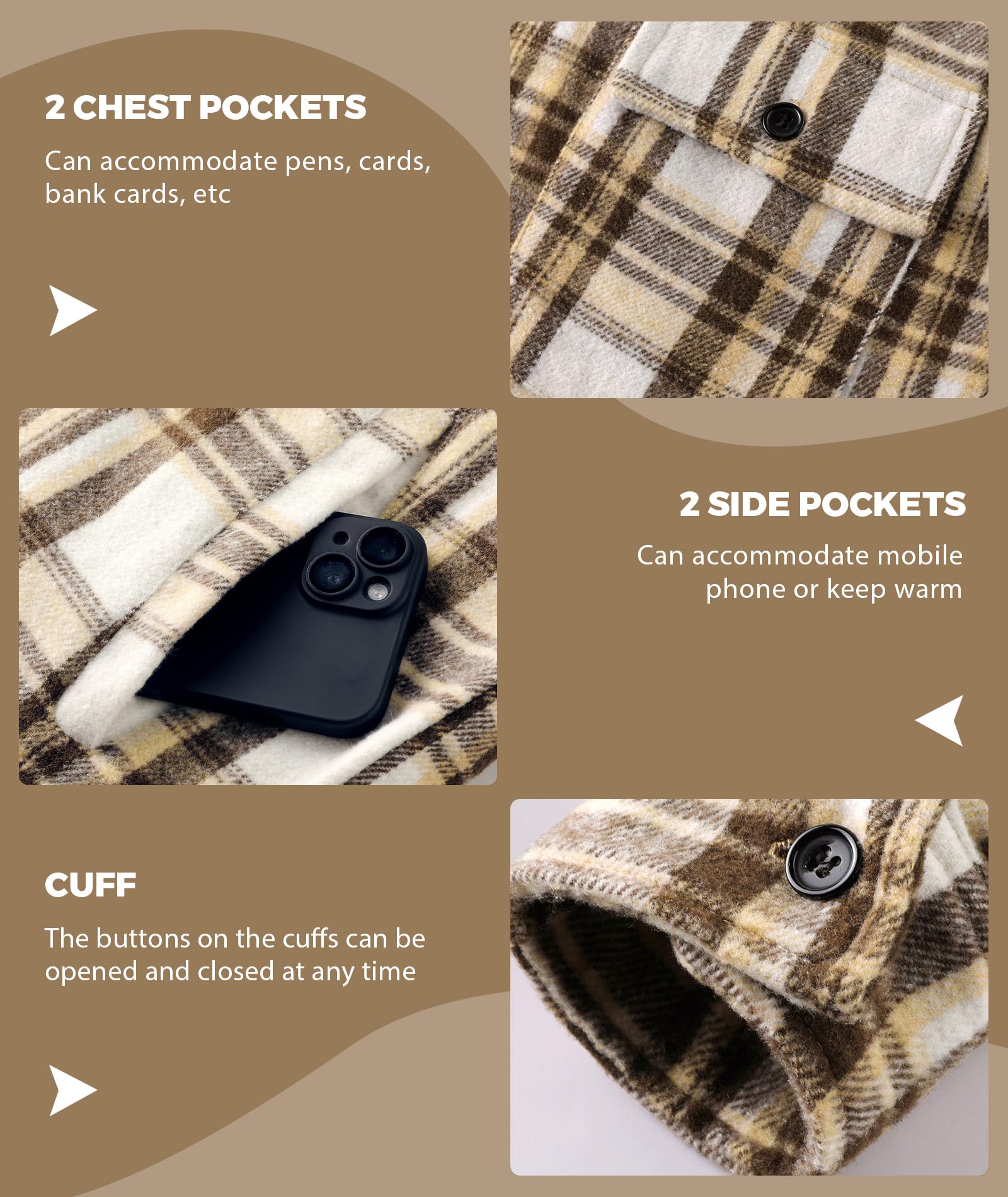 Men's Flannel Hooded Jacket - Fleece Sherpa Lined Plaid Zip Up Sweatshirt with 4 Pockets | Warm Winter Outdoor Casual Wear for Hiking, Camping & Daily Use