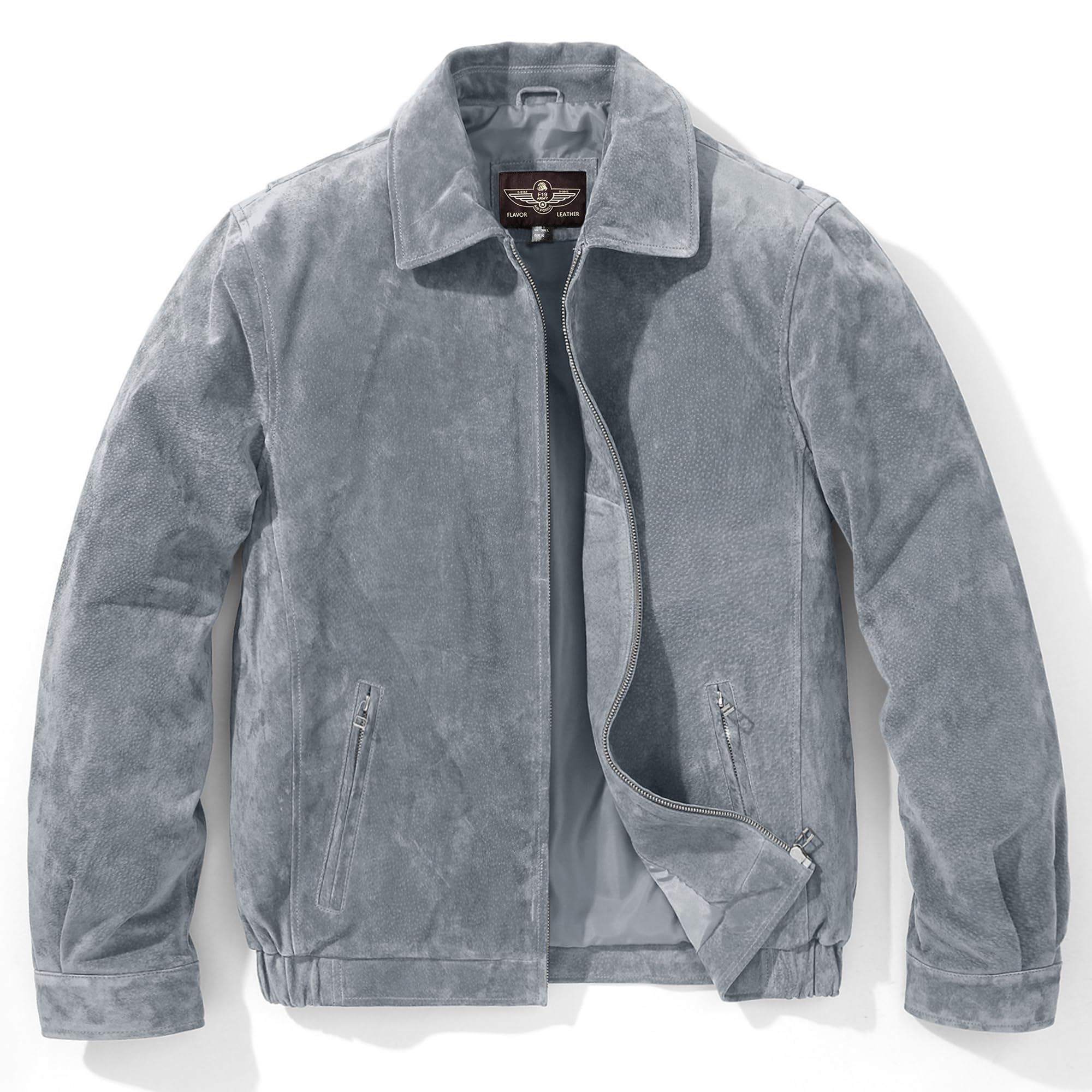 FLAVOR Men's Suede Leather Bomber Jacket - Stylish Casual Coat for Men | Perfect for Everyday Wear, Date Nights & Outdoor Activities