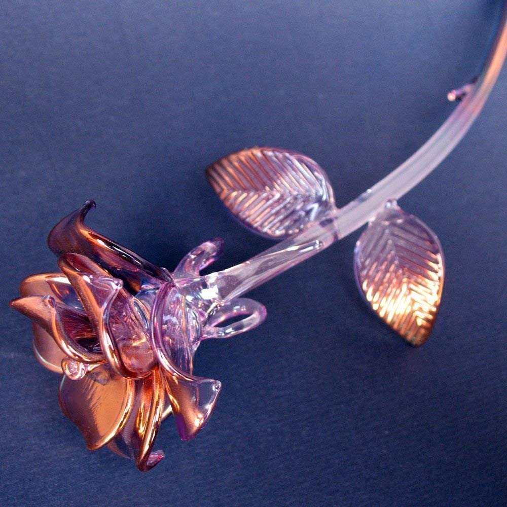 Hand Blown Glass Rose Figurine - Elegant Home Decor, Wedding Centerpiece, Gift for Anniversary & Valentine's Day
