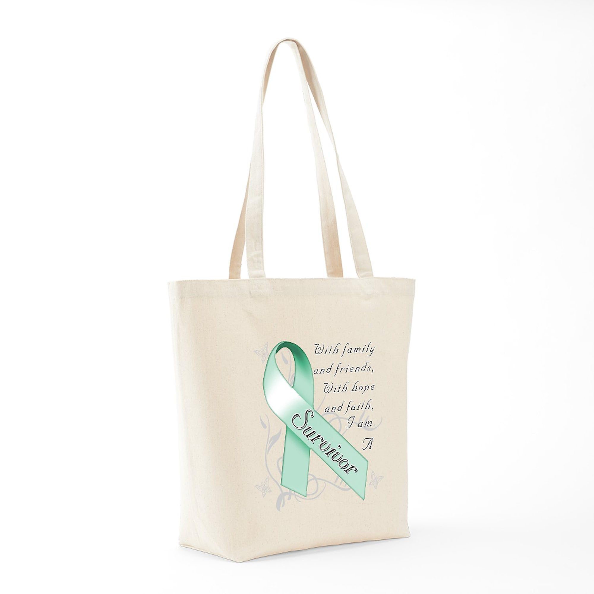 Ovarian Cancer Survivor Tote Bag - Natural Canvas Reusable Shopping Bag for Women | Chemo Support, Hospital Visits & Everyday Use