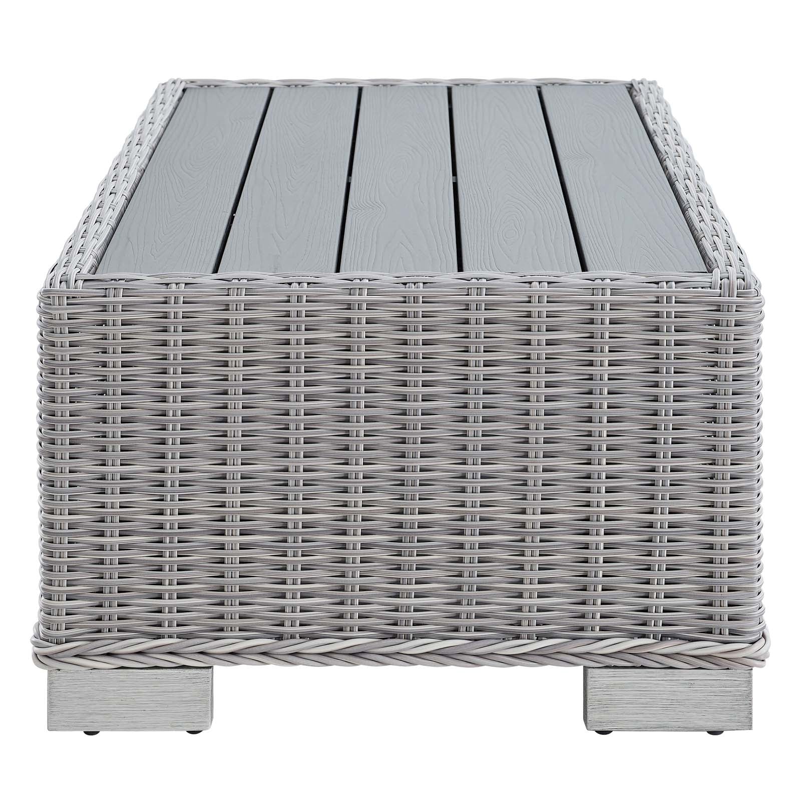 Conway 32 Inch Outdoor Patio Wicker Rattan Coffee Table - Weather-Resistant Rattan Furniture for Garden, Poolside & Backyard Decor
