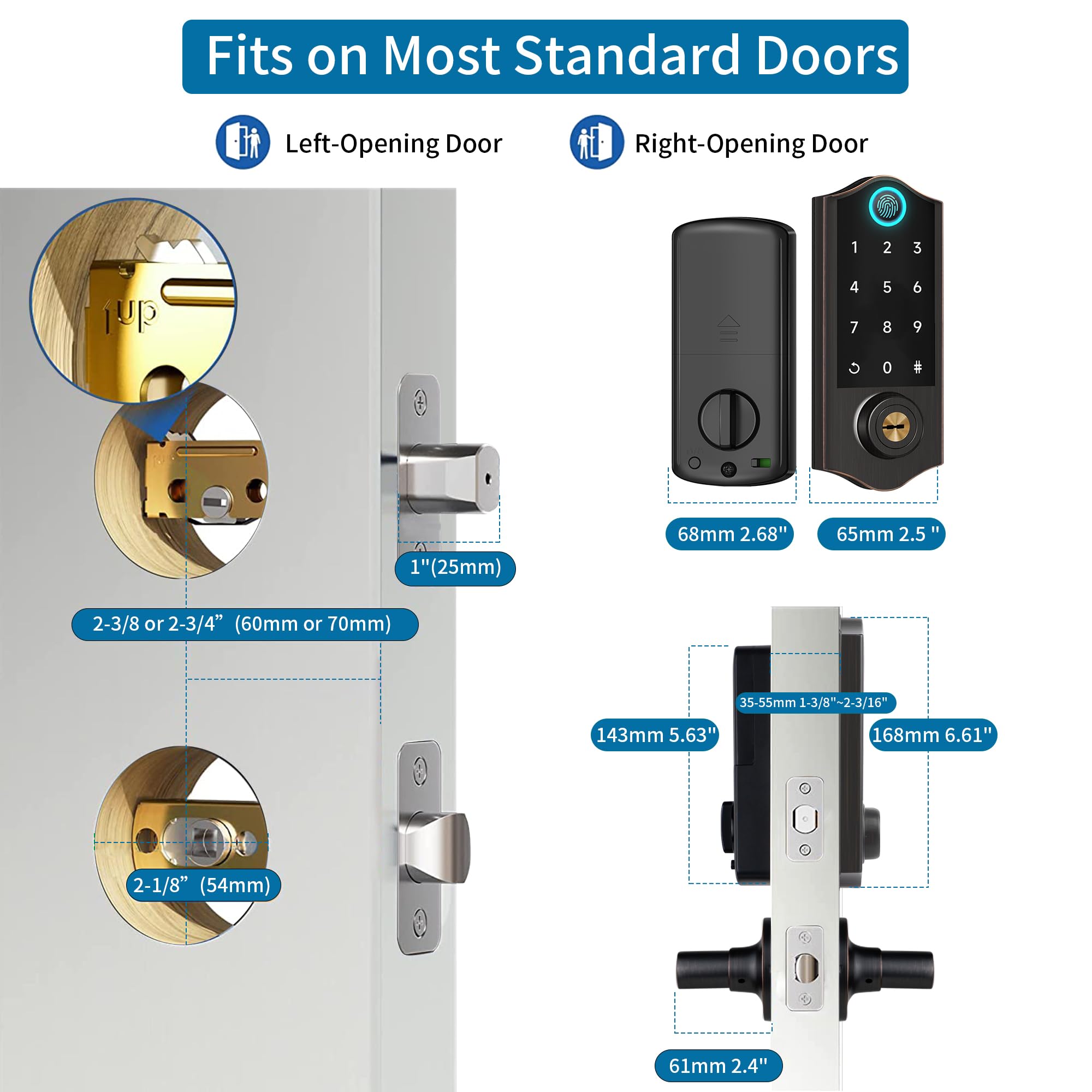 Harfo Smart Fingerprint Door Lock - Keyless Entry, App Control - for Home Security