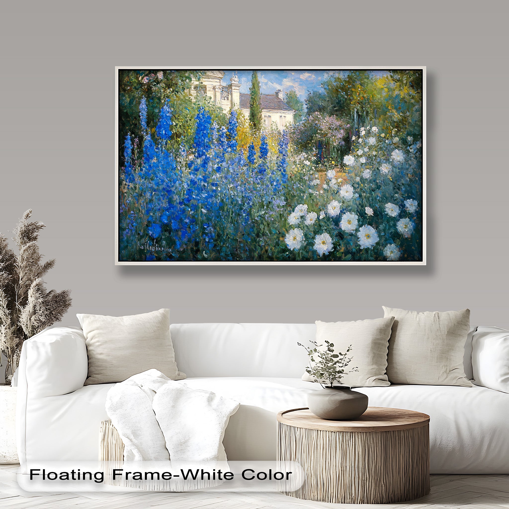 Blue Delphinium Impressionist Oil Painting - Handmade Floral Wall Art for Living Room, Bedroom & Office Decor