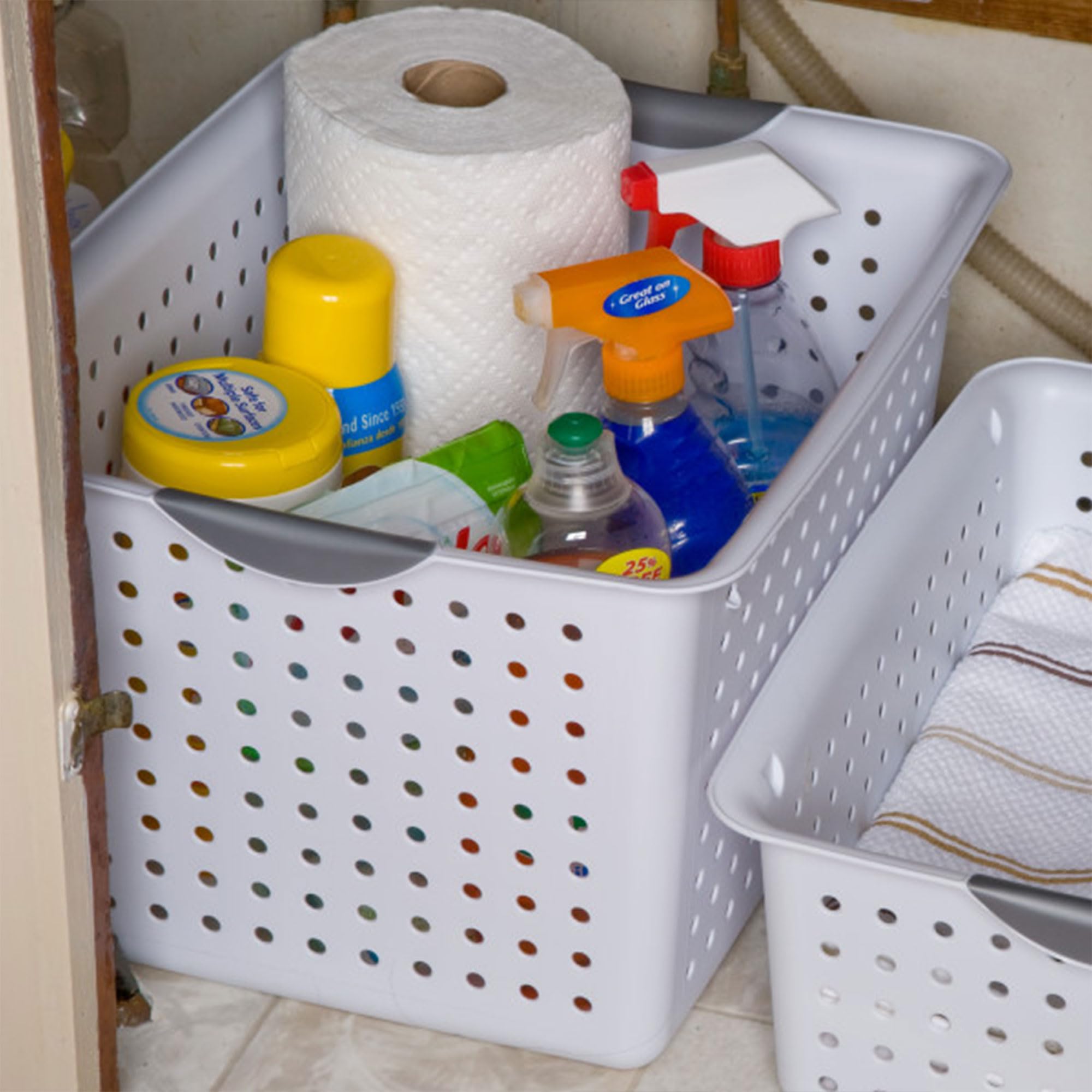 Sterilite Deep Ultra Basket - 18-Pack White Storage Bins for Closet, Pantry & Cabinet Organization | Space-Saving Open Containers for Shelving & Countertop Use | Perfect for Home, Office & Laundry Room Storage