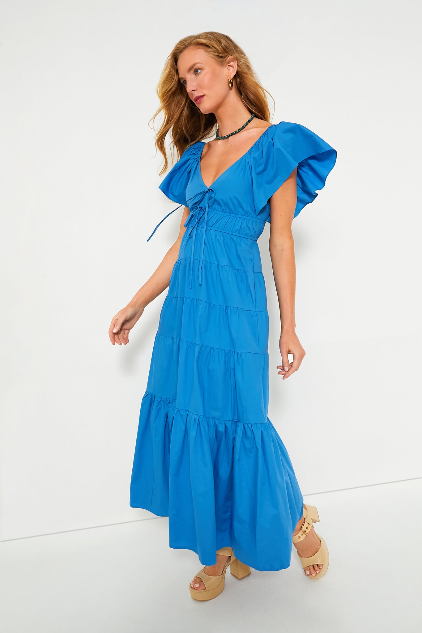 Blue V-Neck Maxi Dress for Women - Elegant Long Flowy Summer Dress for Beach, Party & Casual Wear