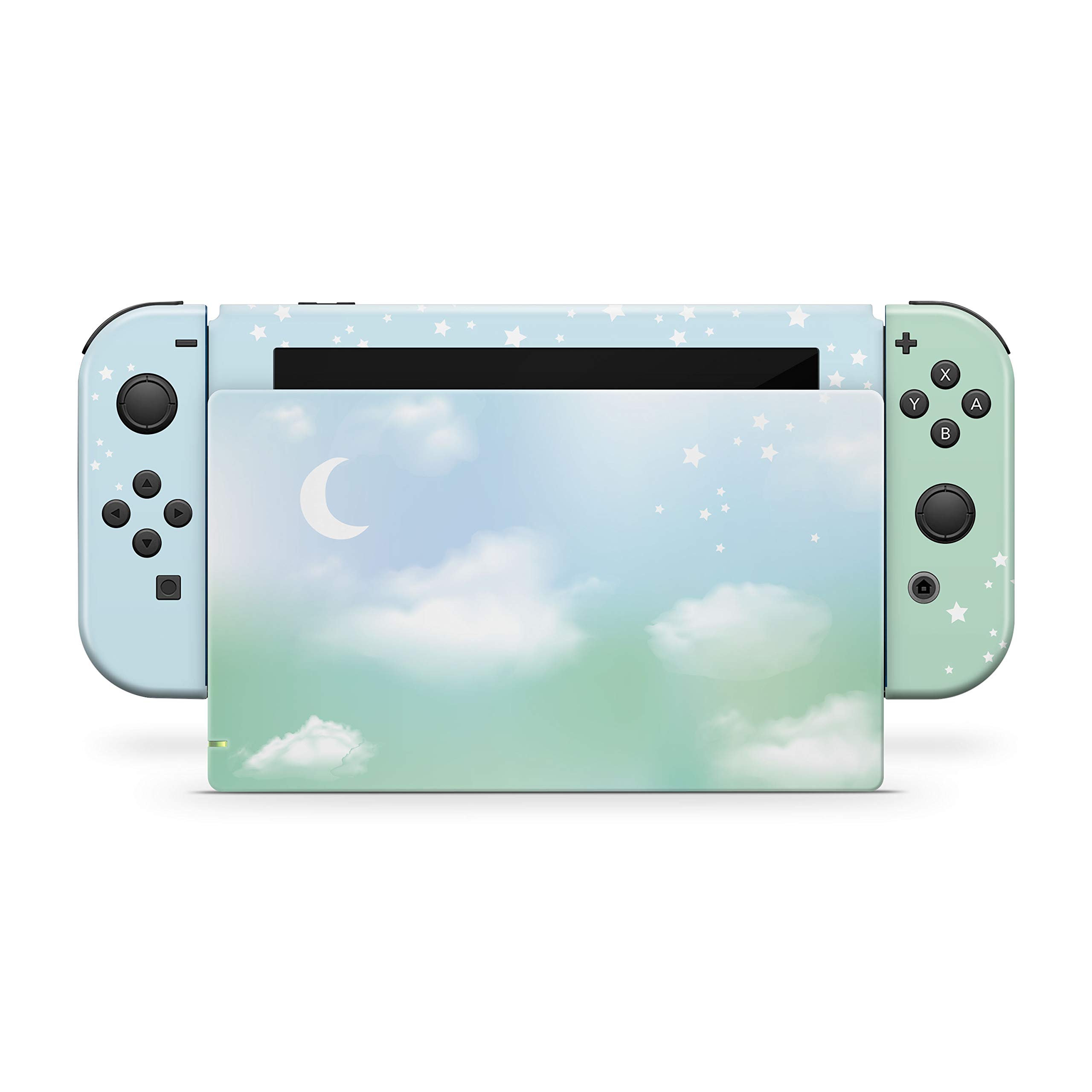 Premium 3M Vinyl Full Wrap Decal - Pastel Green Sky Moon Skin for Nintendo Switch | Compatible with Switch & Switch OLED | Durable Protective Cover with Anti-Slip Grip | Perfect for Gaming, Travel & Home Decor