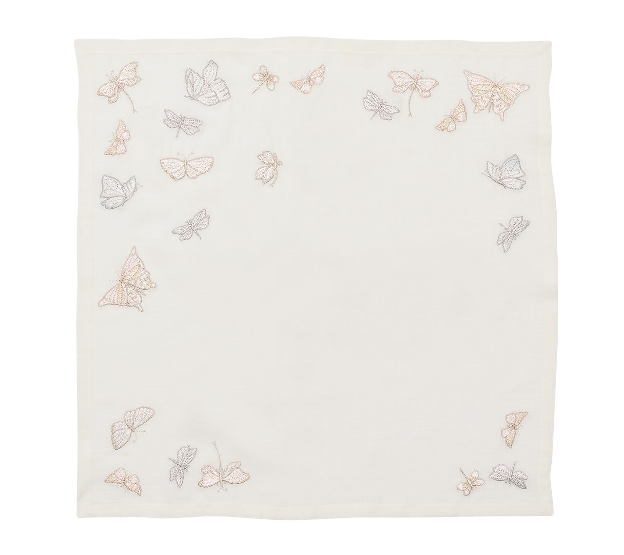 Monarch Garden Napkin Set of 4 - Elegant White & Iridescent Dinner Napkins for Fine Dining, Wedding Decor, and Upscale Events