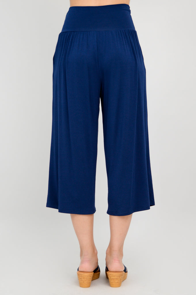 Gaylene Capri Pants for Women - Soft Indigo Bamboo Fabric - Comfortable Lounge & Travel Wear