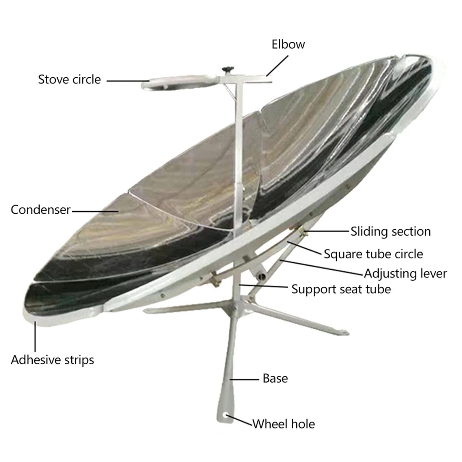 59-Inch Parabolic Solar Cooker - Portable Outdoor Camping Sun Oven with 800-1000°C High Temperature for BBQ, Cooking & Survival - Perfect for Backpacking, Emergency Preparedness & Off-Grid Living