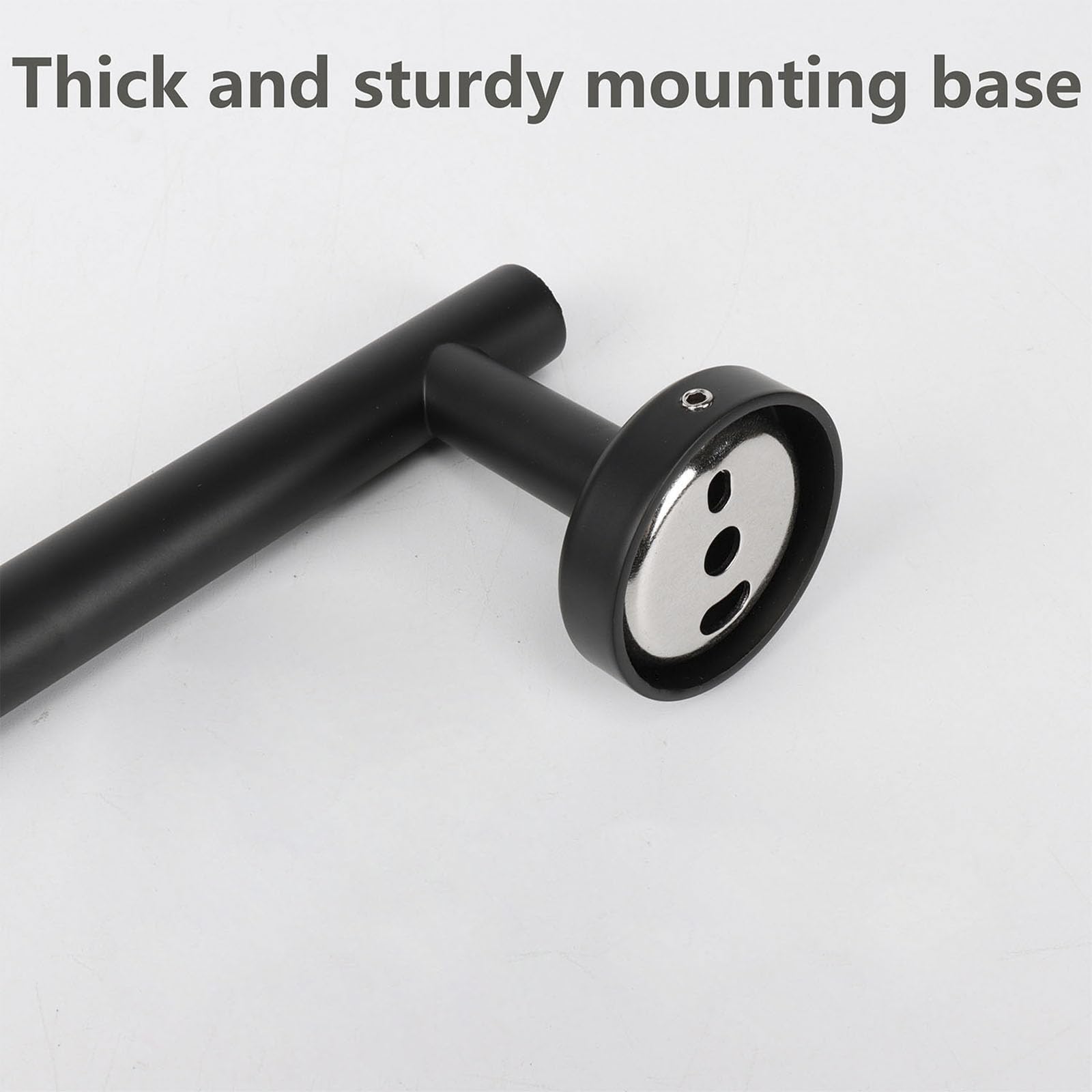 TocTen 9Inch Heavy Duty Stainless Steel Towel Holder - Matte Black SUS304 Bathroom Towel Ring, Wall Mounted Hand Towel Bar for Kitchen, Bathroom & Laundry Room - Durable & Rustproof Design