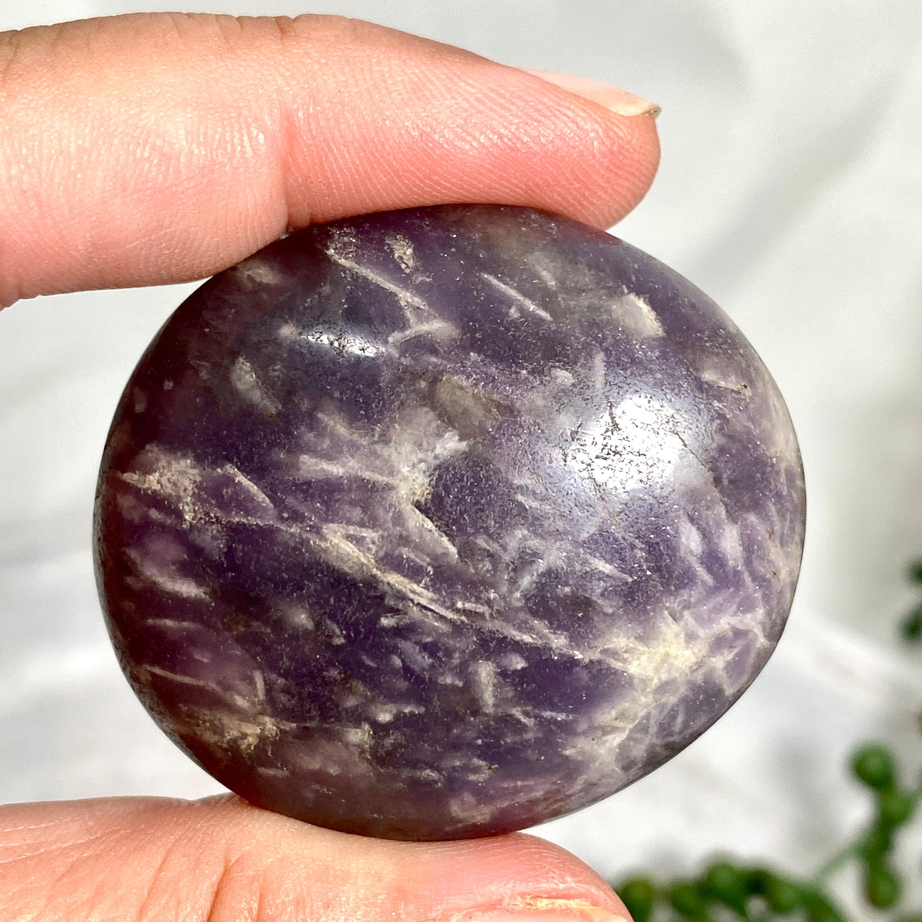 Natural Smokey Lepidolite Palm Stones - Healing Crystals for Stress Relief & Emotional Balance | Perfect for Meditation, Reiki, and Home Decor