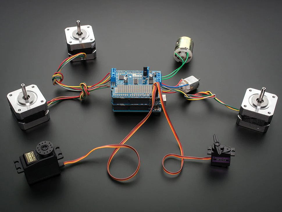 Adafruit Motor Stepper Servo Shield for Arduino Kit - DIY Robotics & Electronics Projects (Motors Not Included) - Perfect for Arduino Robot Cars, CNC Machines & Automation Projects