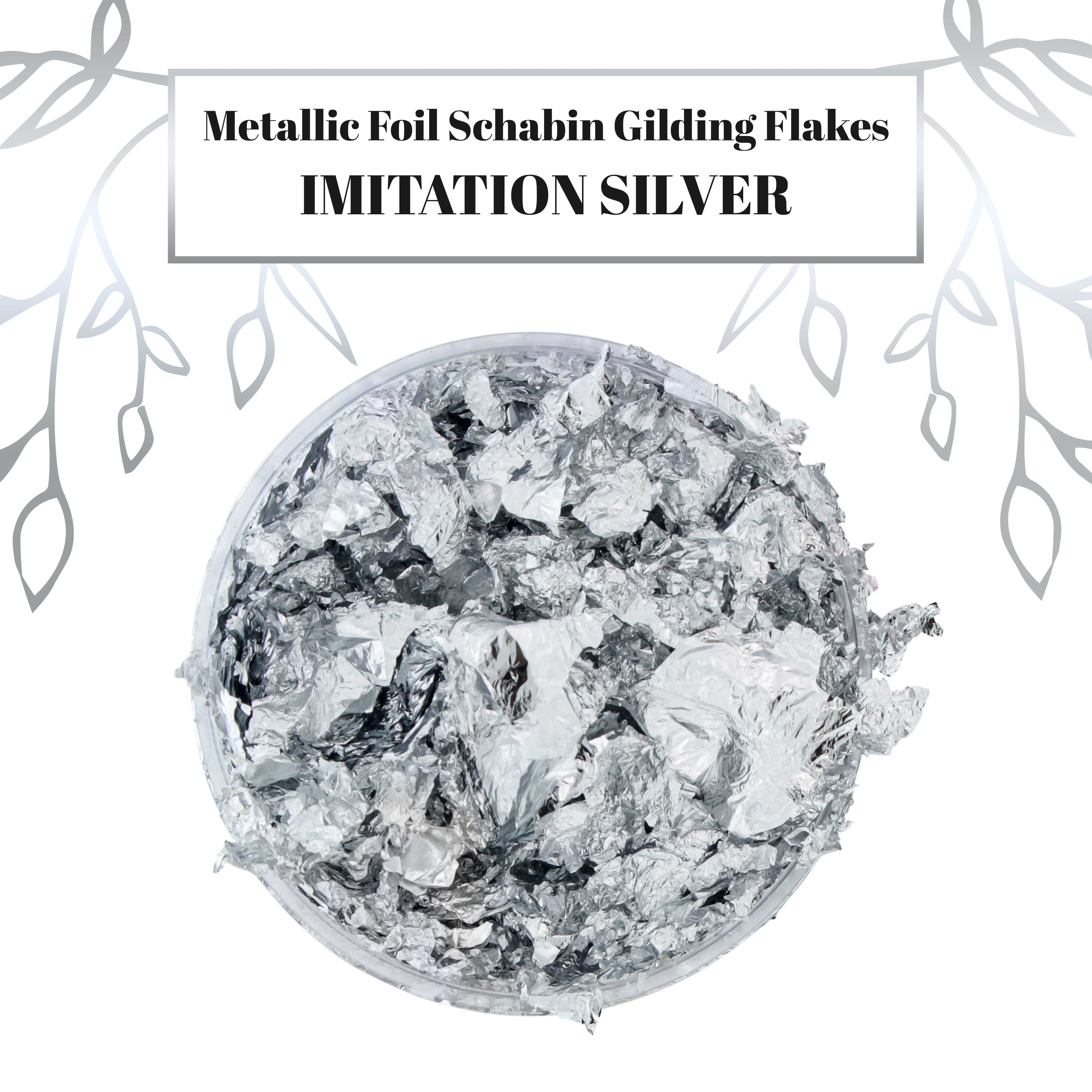 Metallic Foil Schabin Gilding Flakes - Imitation Silver Leaf (10g Bottle) for Resin Art, Nail Design, DIY Crafts, Painting, Jewelry Making, Slime & Home Decor | Premium Metal Leaf Flakes for Creative Projects & Artistic Applications