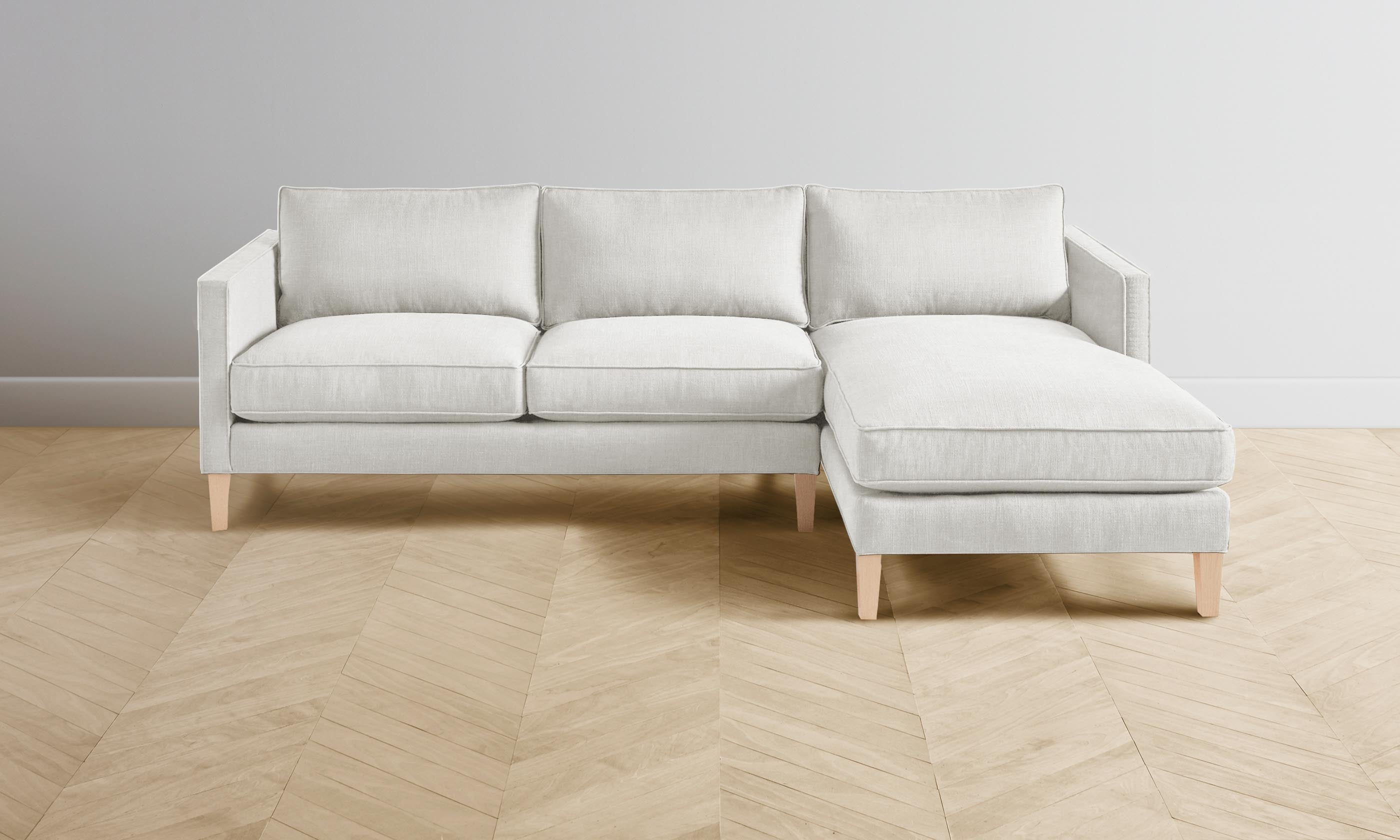 The Crosby Sectional Sofa - Heritage Belgian Linen in Egret | Modern Living Room Furniture for Comfortable Home & Office Seating