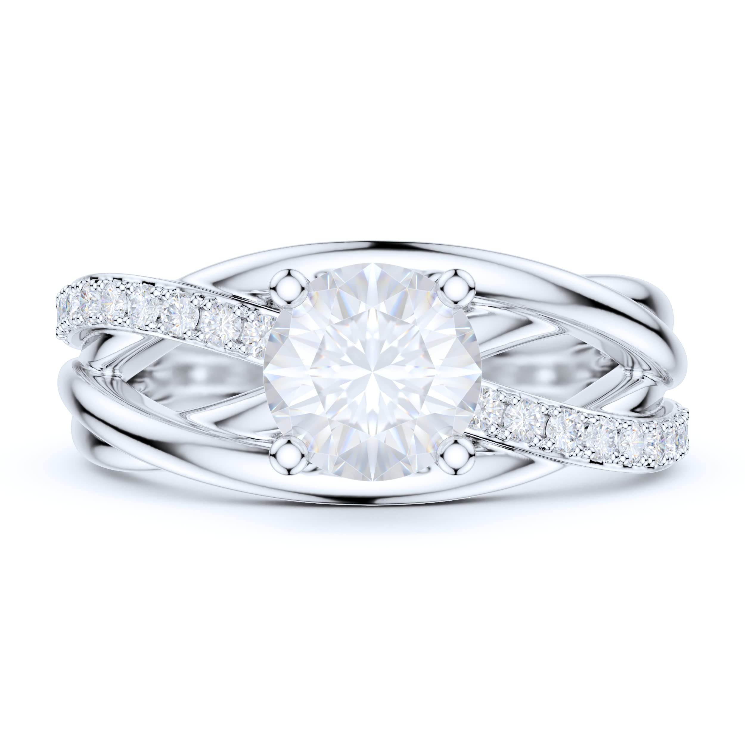 Sterling Silver Criss Cross 1CT Simulated Diamond or Moissanite Engagement Ring for Women - Perfect for Promise, Proposal & Wedding Jewelry Gifts