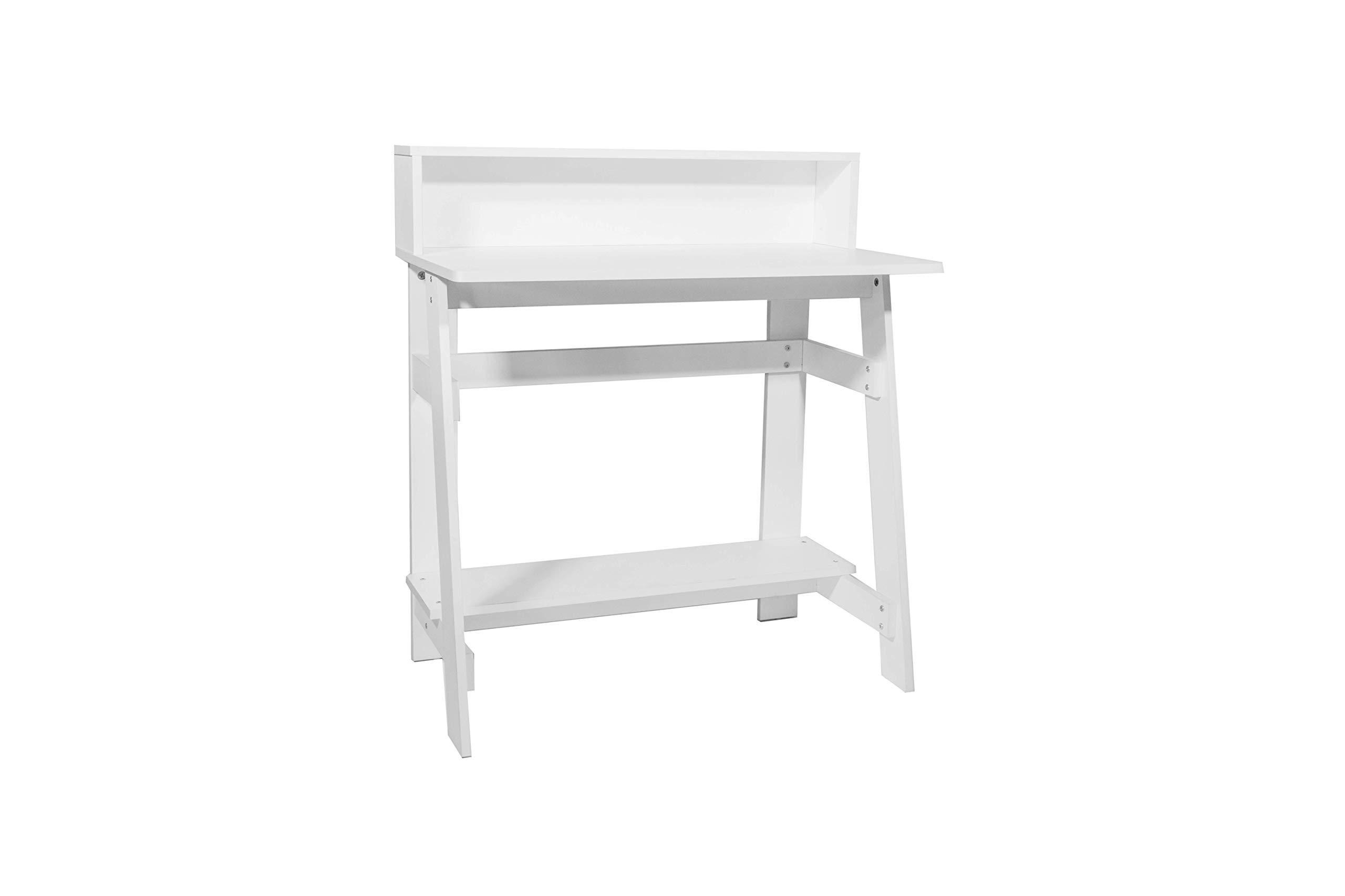 OneSpace Lennox Hutch Computer Desk - Compact White Writing Desk for Home Office, Small Workspace Solution - Perfect for Remote Work, Study & Small Spaces