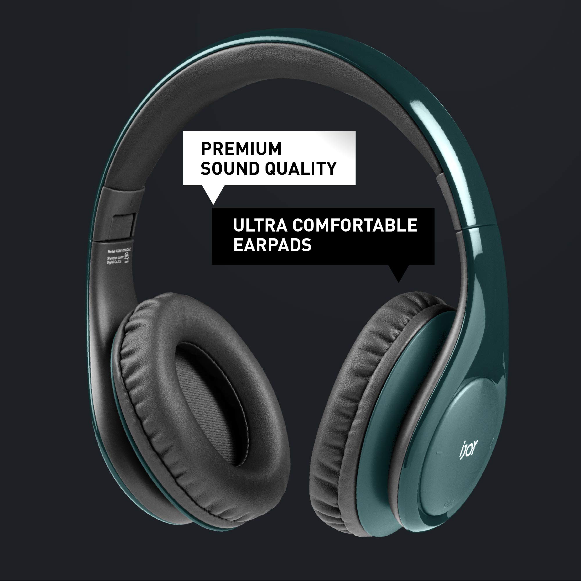 iJoy ISO Wireless Bluetooth Headphones - Over Ear Stereo Headset with Bluetooth 5.0, 30HR Battery & Built-in Mic - Foldable Design for Travel, Work & Gaming (Glossy Green)