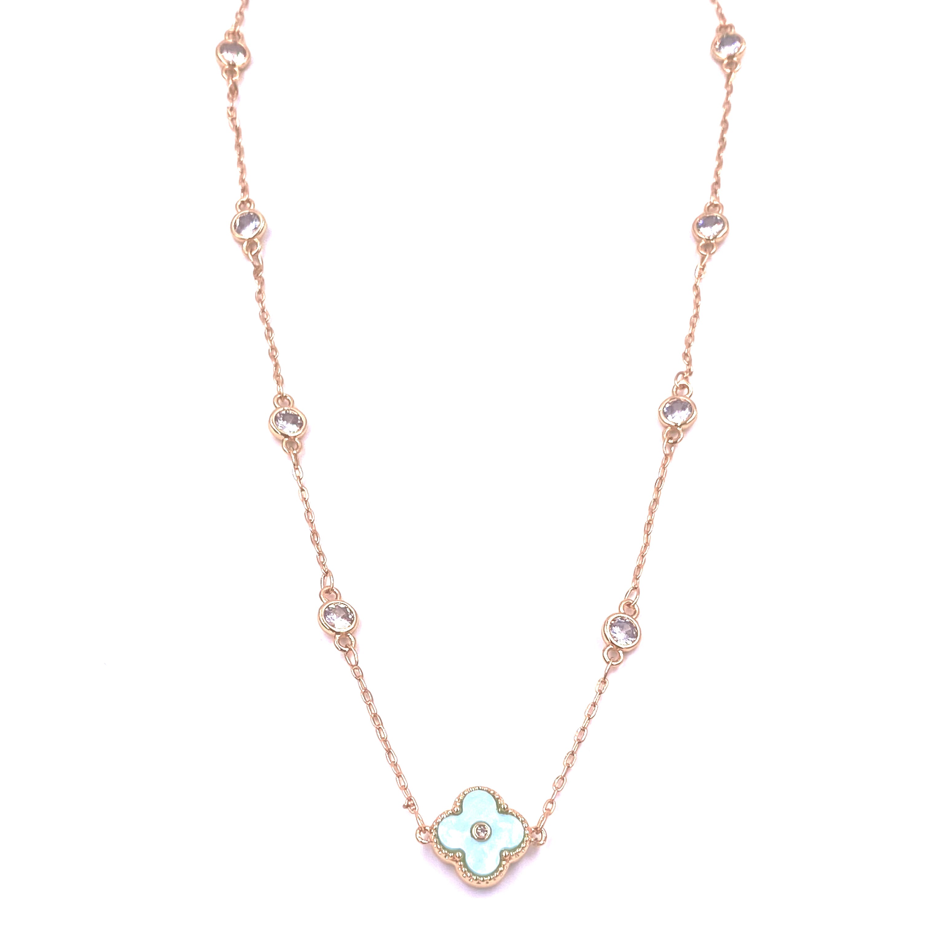 Ashley Gold Stainless Steel Gold Plated CZ Clover Necklace for Women - Elegant Four Leaf Clover Pendant Jewelry Gift for Birthday, Anniversary & Special Occasions