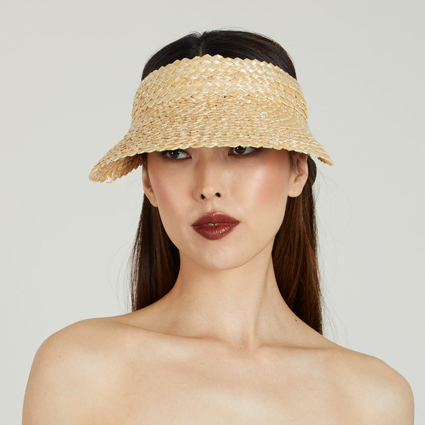 Ricky Natural Straw Visor Hat for Women - Wide Brim Sun Hat for Beach, Gardening, and Outdoor Activities - Breathable & Lightweight Summer Hat