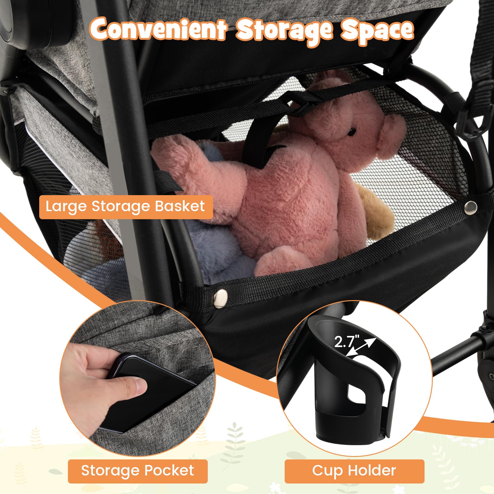 **HONEY JOY Lightweight Jogging Stroller for Toddlers & Infants - Adjustable Canopy, One-Hand Fold, All-Terrain Wheels - Perfect for Running, Hiking & Outdoor Adventures (Gray)**    *(Ideal for active parents, park walks, jogging trails, and family travel - comfortable for boys & girls!)*