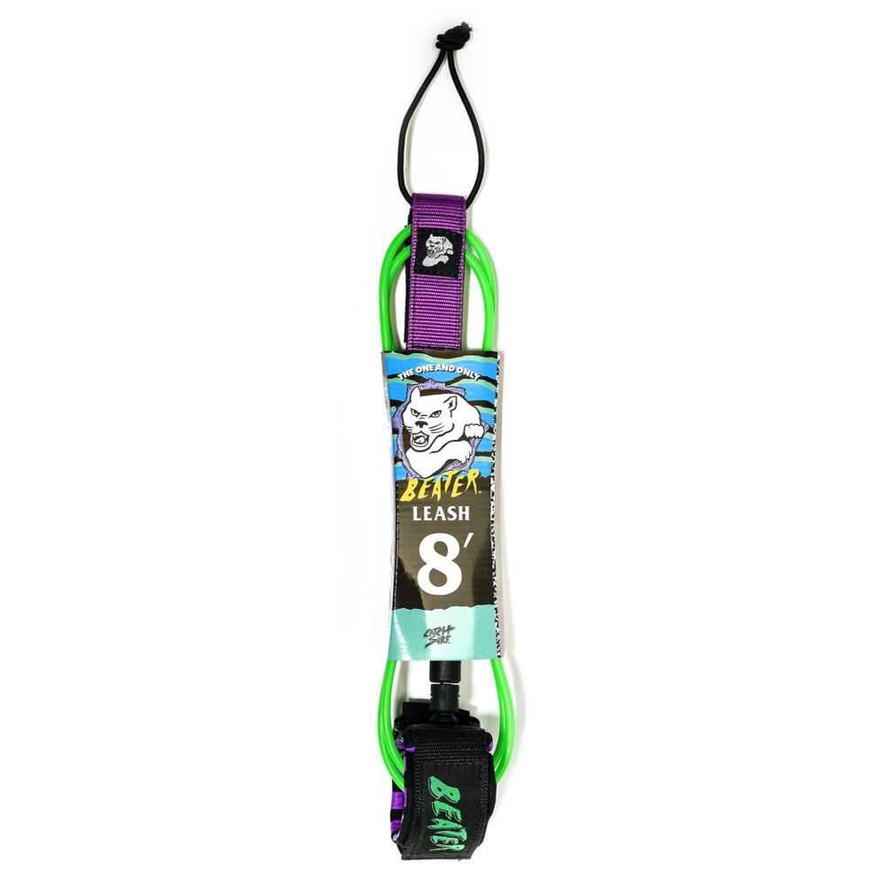 Catch Surf 8' Beater Soft Top Surfboard Leash - Green & Purple - Perfect for Beginners, Surf Training & Small Waves