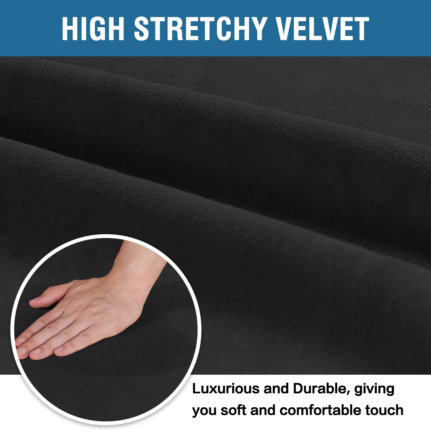 Stretch Velvet Dining Chair Covers Set of 4 - Washable Slipcovers for Parson Chairs, Black | Home Dining Decor