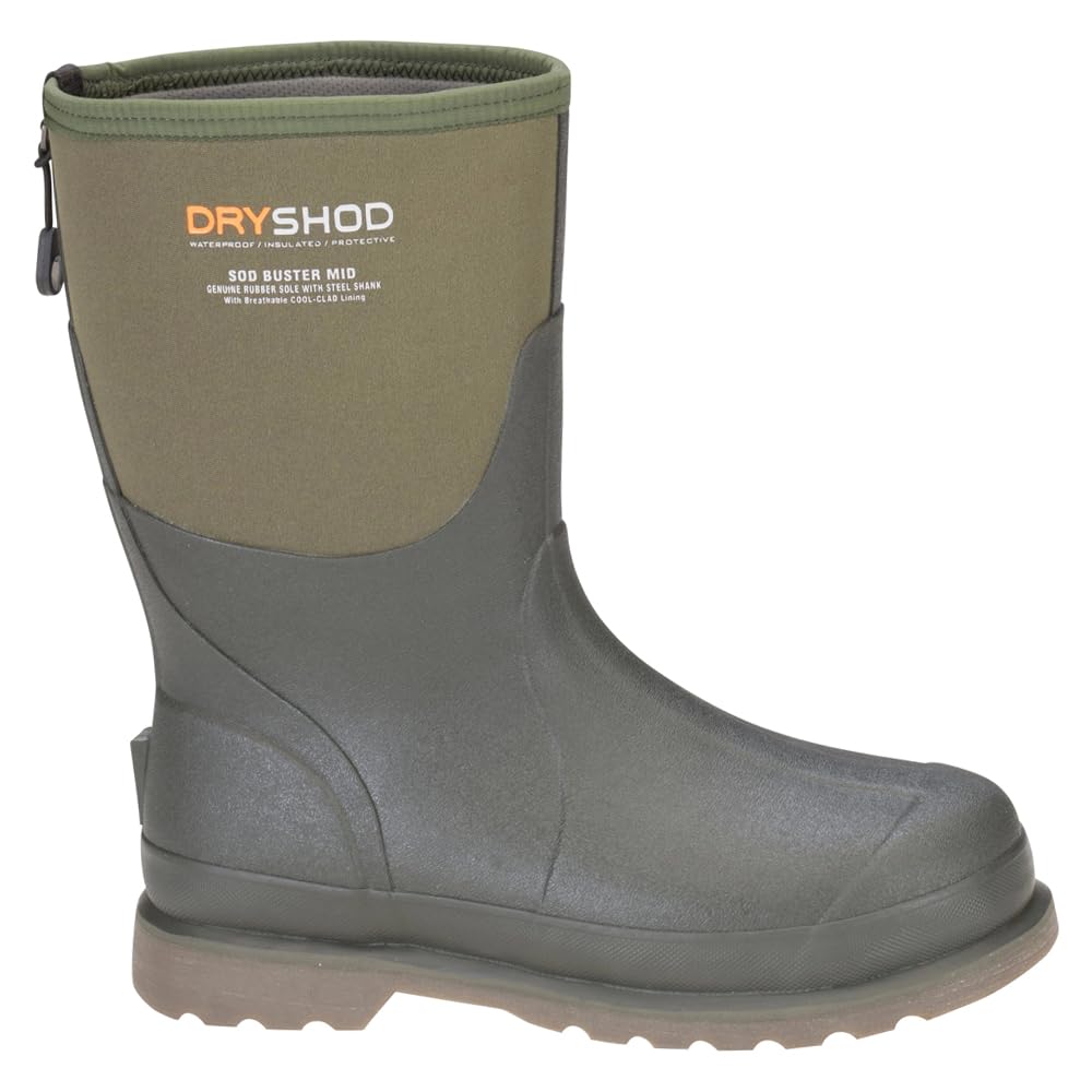 Dryshod Men's Sod Buster Waterproof Outdoor Work Boots - Mid Height Gardening & Yard Work Shoes for Hiking, Farming & Landscaping