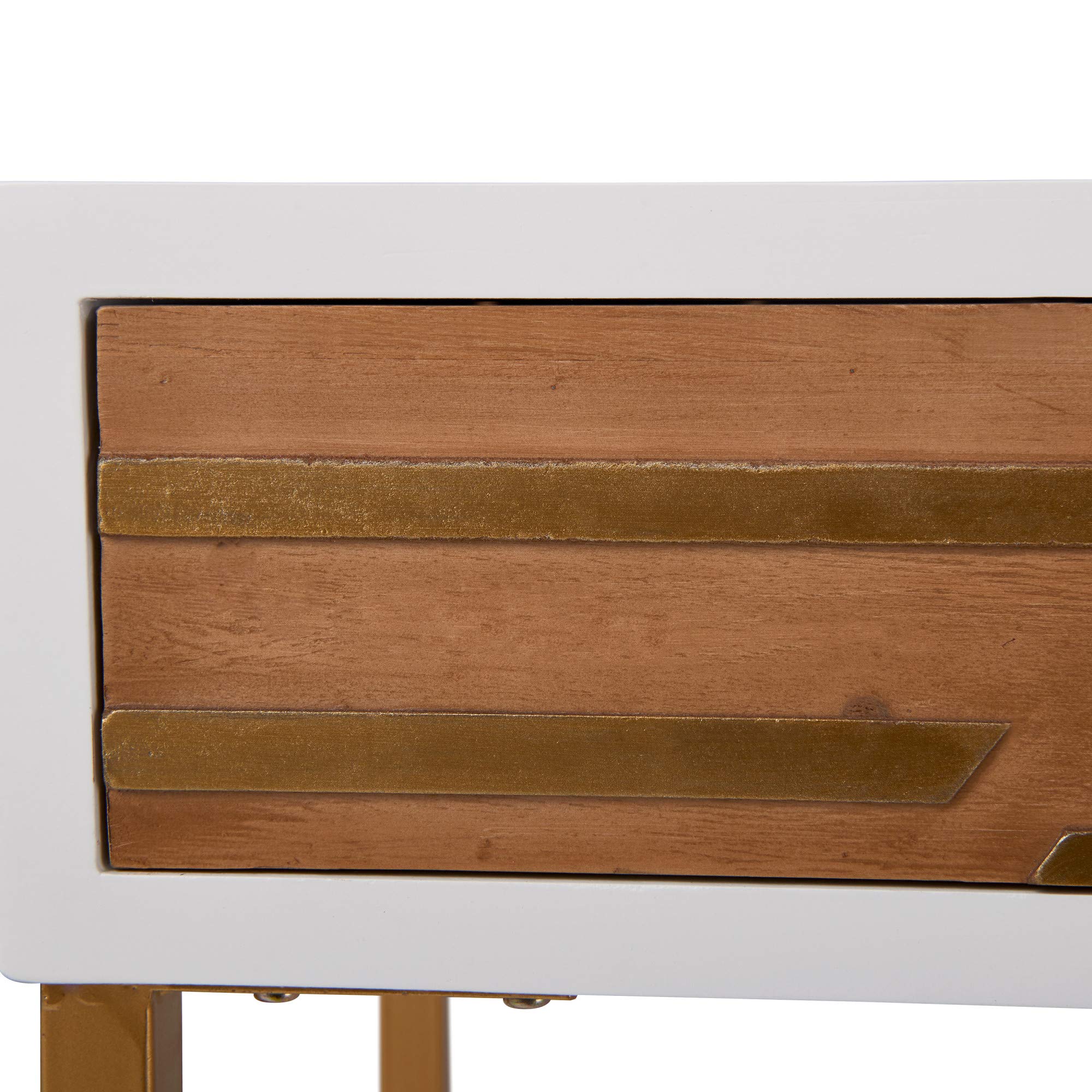 Jupiter Mid Century Modern Console Table with 2 Drawers - White & Gold Rectangular Entryway Desk for Small Spaces, Living Room & Home Office - Metal Legs & Easy Assembly - Perfect for Hallway Decor & Apartment Furniture
