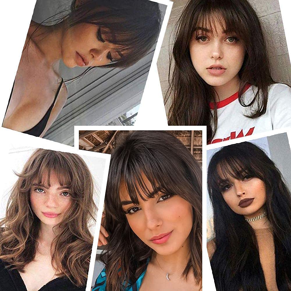 VIKIJO Clip-In Bangs for Women - Natural Black Human Hair Fringe with Wispy Temple Bangs | Easy Clip-On Air Bangs Hairpiece for Instant Volume & Style | Perfect for Daily Wear, Cosplay & Special Occasions