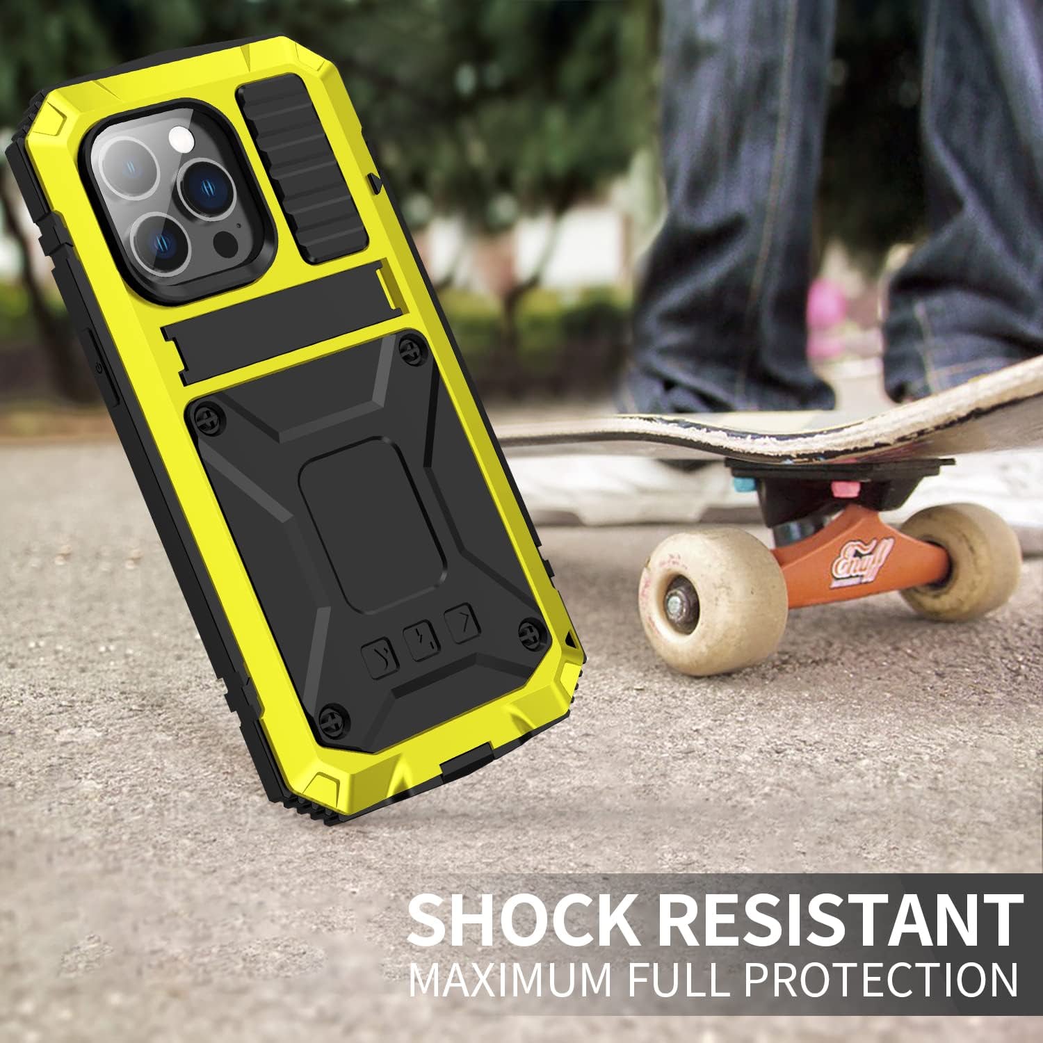Simicoo iPhone 14 Plus Case with Screen Protector & Camera Protector - Shockproof, Dustproof Metal Cover in Yellow - Perfect for Outdoor Activities & Daily Protection