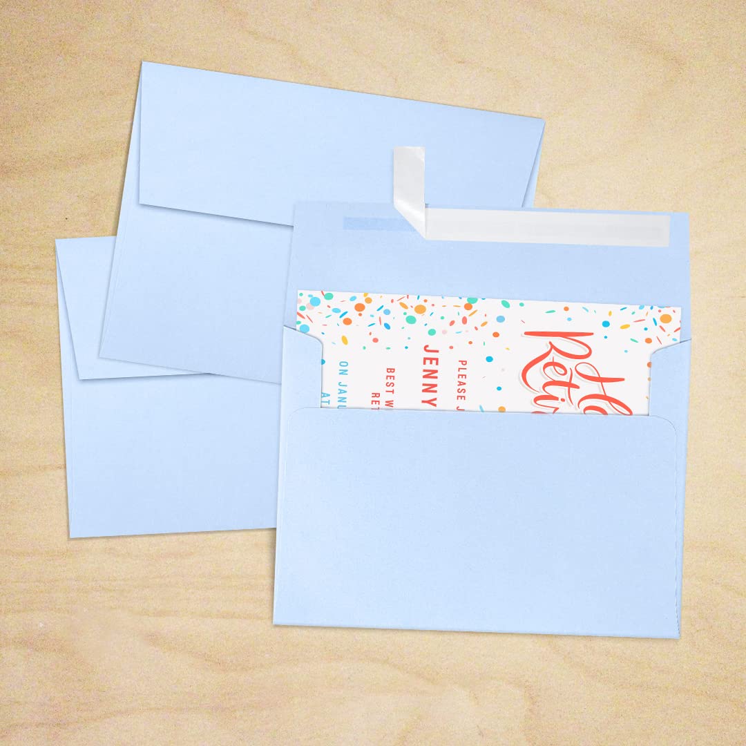 LUXPAPER A7 Printable Invitation Envelopes for 5x7 Cards - 80 lb. Premium Baby Blue Paper, Self-Sealing Peel & Press, 1000 Pack (5.25x7.25 in) - Perfect for Weddings, Parties, Business Events & Greeting Cards