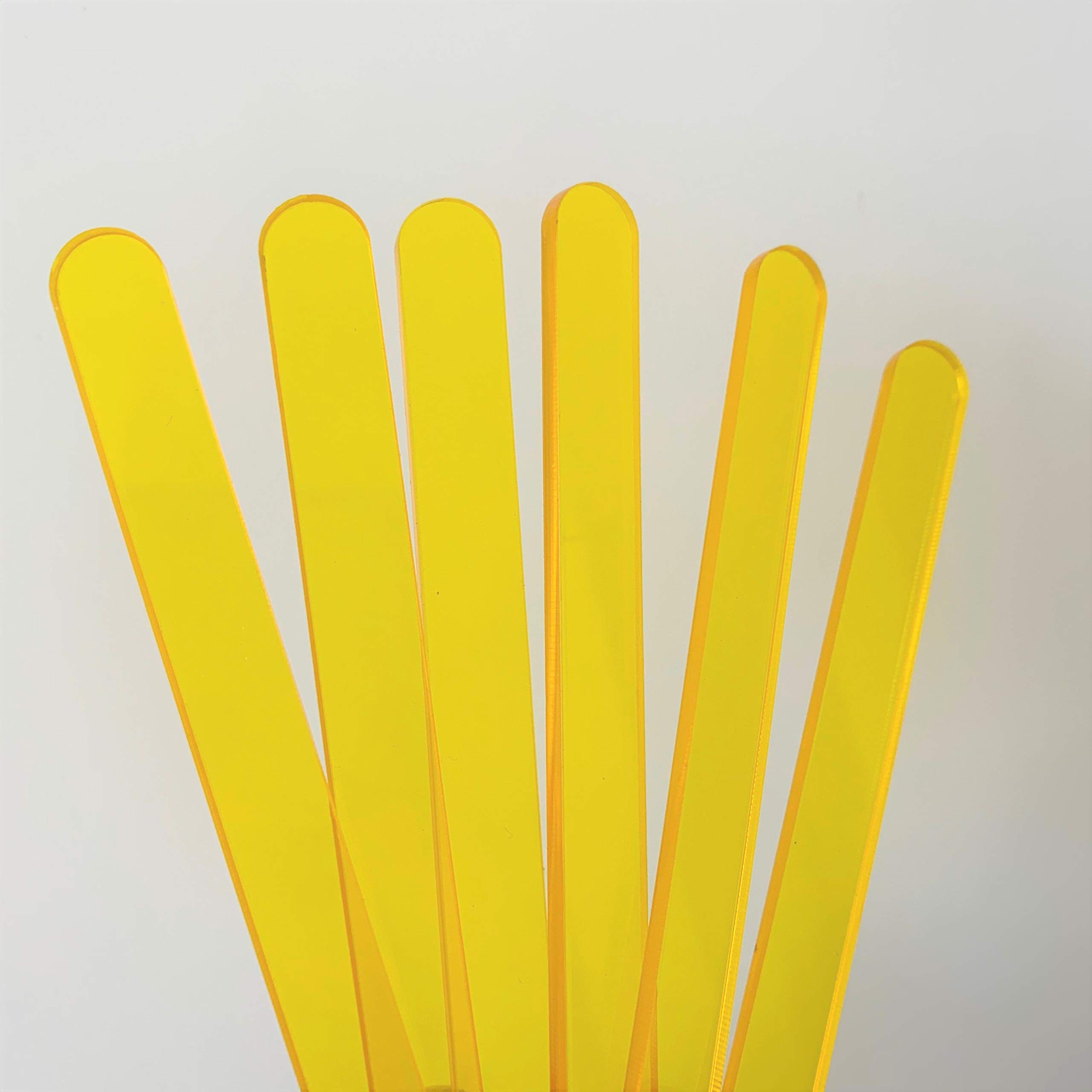 30 Pack Gold Mirror Acrylic Cakesicle Sticks - Reusable Translucent Yellow Popsicle Sticks for Birthday Parties, Baby Showers & Wedding Favors - Perfect for Cake Pops, Dessert Displays & DIY Treats