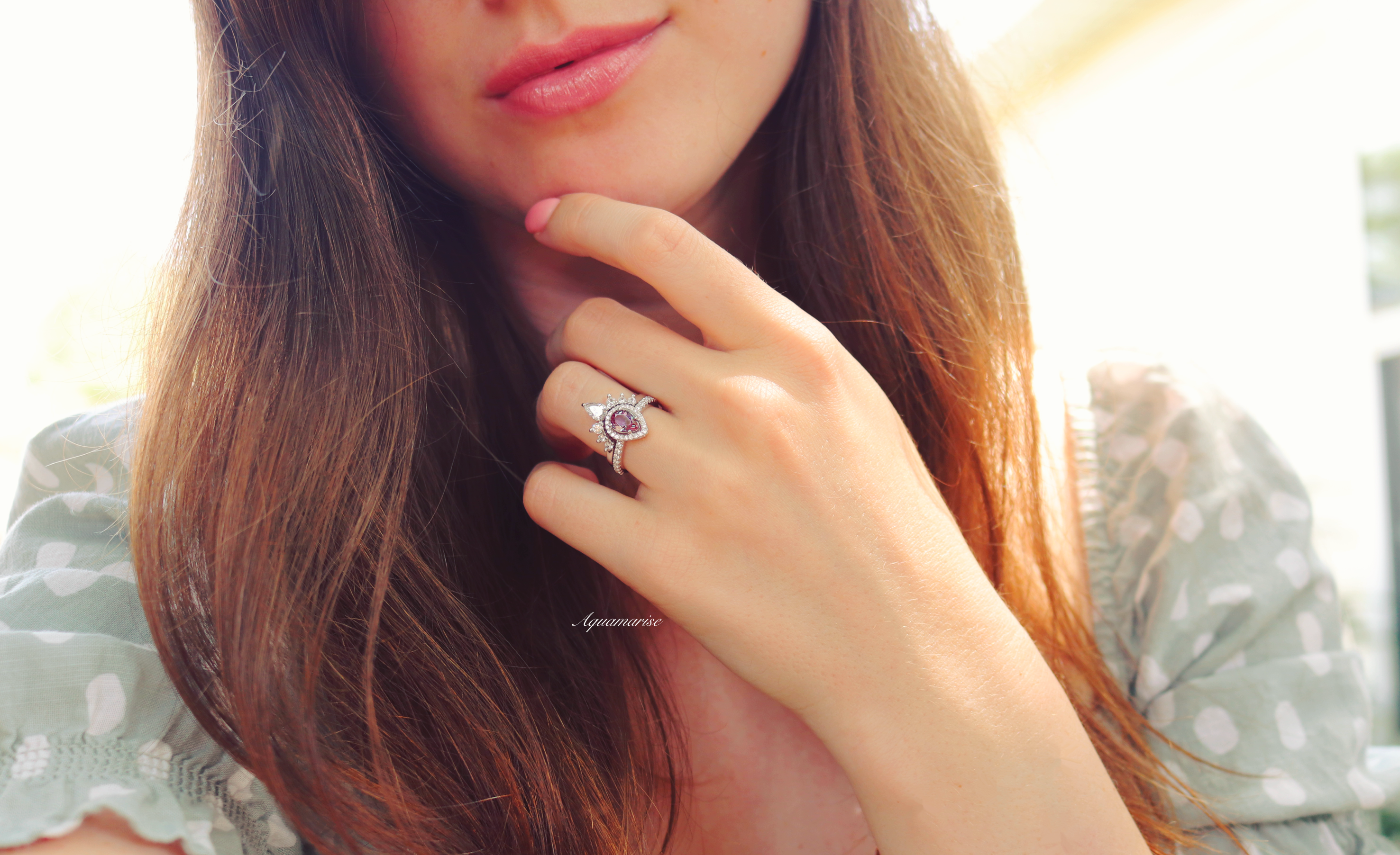 Elegant Amy Teardrop Alexandrite Ring Set in Sterling Silver - Perfect for Engagement, Anniversary & Special Occasions