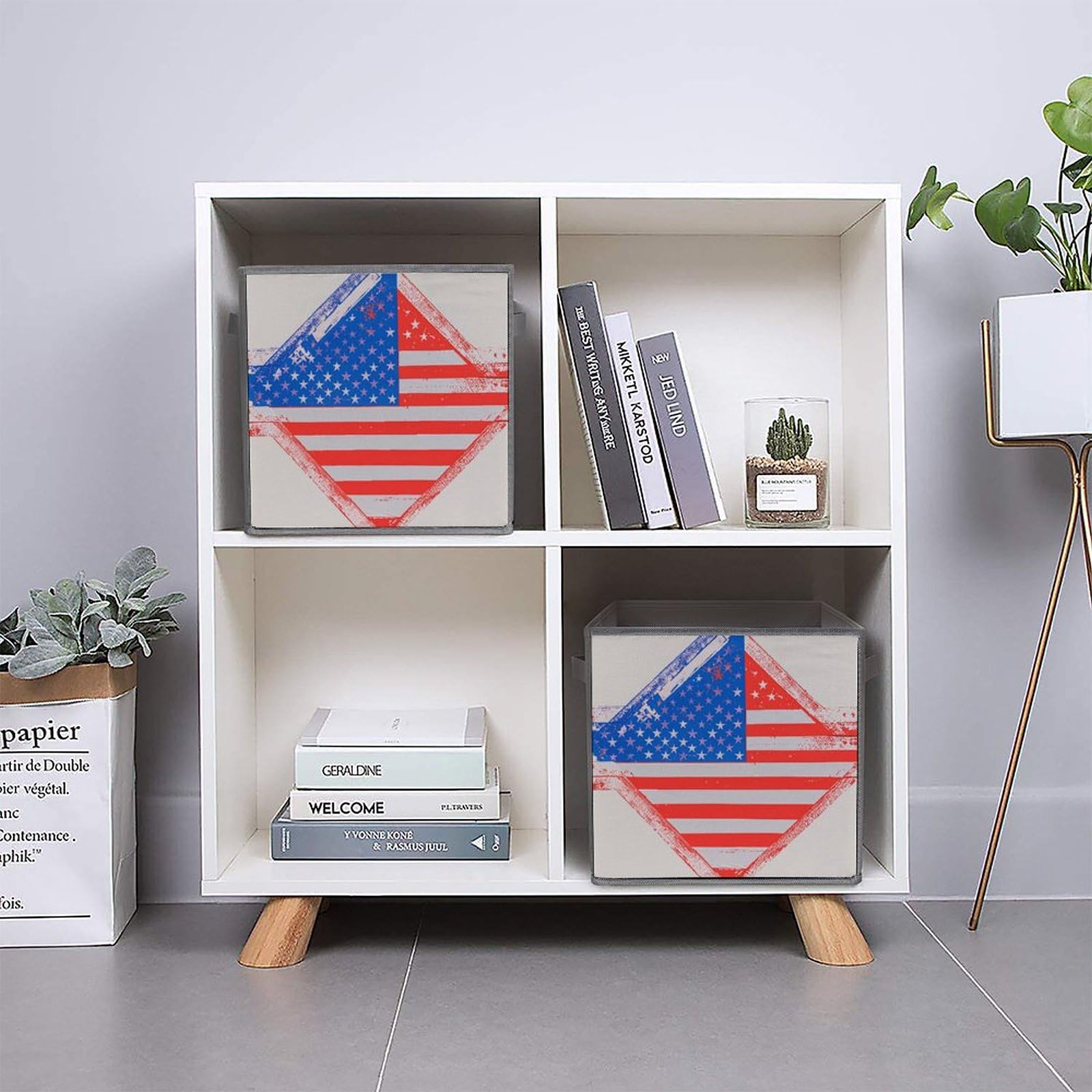 6-Piece Collapsible Storage Bins with Handles - Patriotic Stars & Stripes Printed Foldable Storage Boxes for Home Organization, Closet Shelves, Laundry Room & Kids Toys | Space-Saving Multi-Purpose Storage Baskets