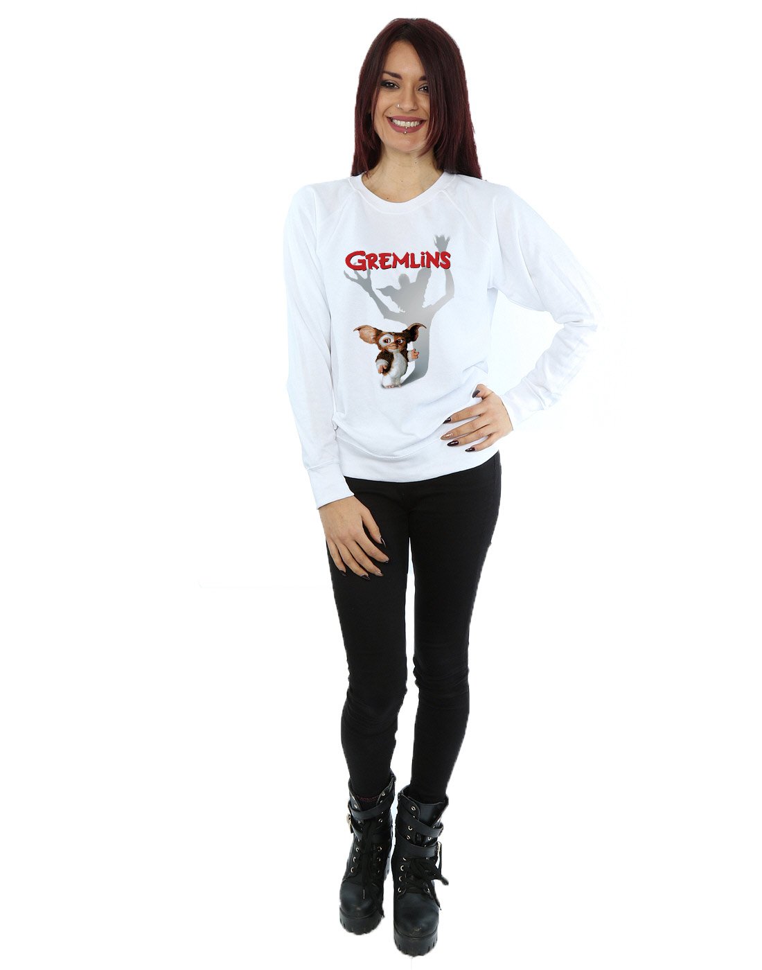 Women's Gizmo Shadow Sweatshirt - Small White | Cozy Pullover for Casual Wear, Lounge & Street Style