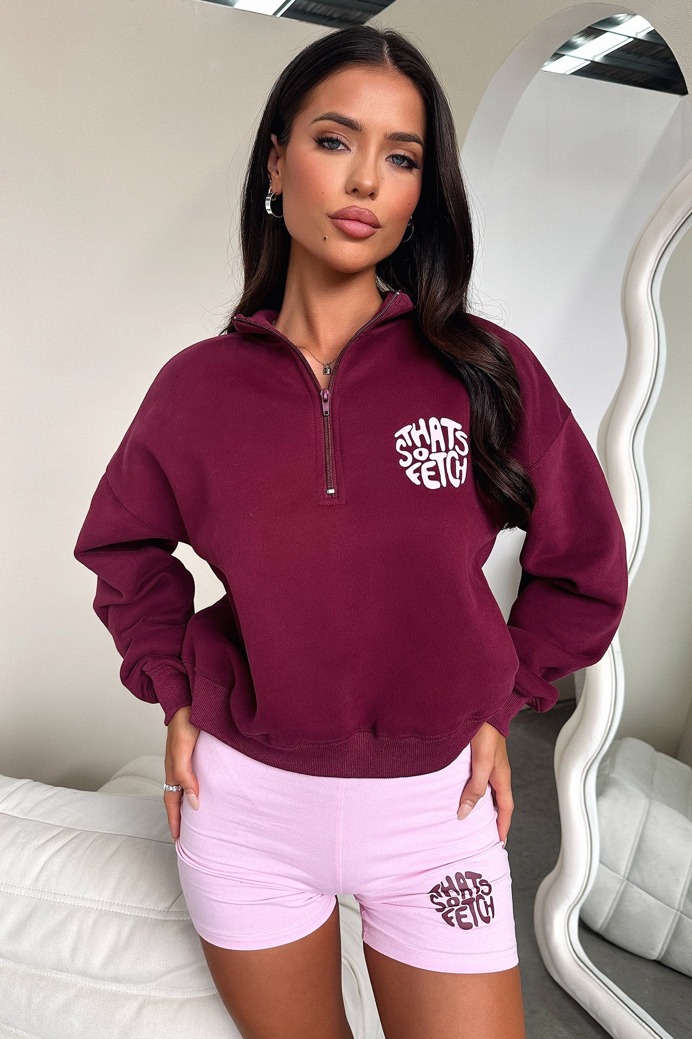 Beckham Half Zip Sweater for Men - Burgundy Pullover with Kangaroo Pocket | Casual Winter Wear, Outdoor Activities & Layering Essential