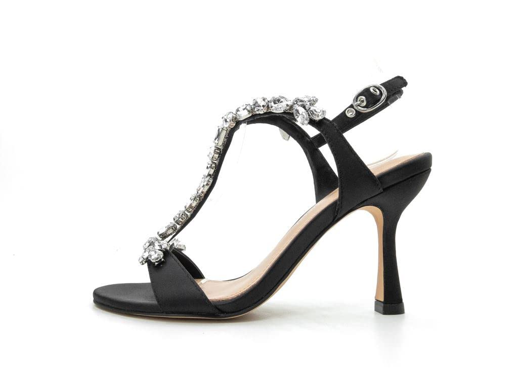 Rhinestone Satin Heels - Crystal Prom Sandals for Party & Wedding