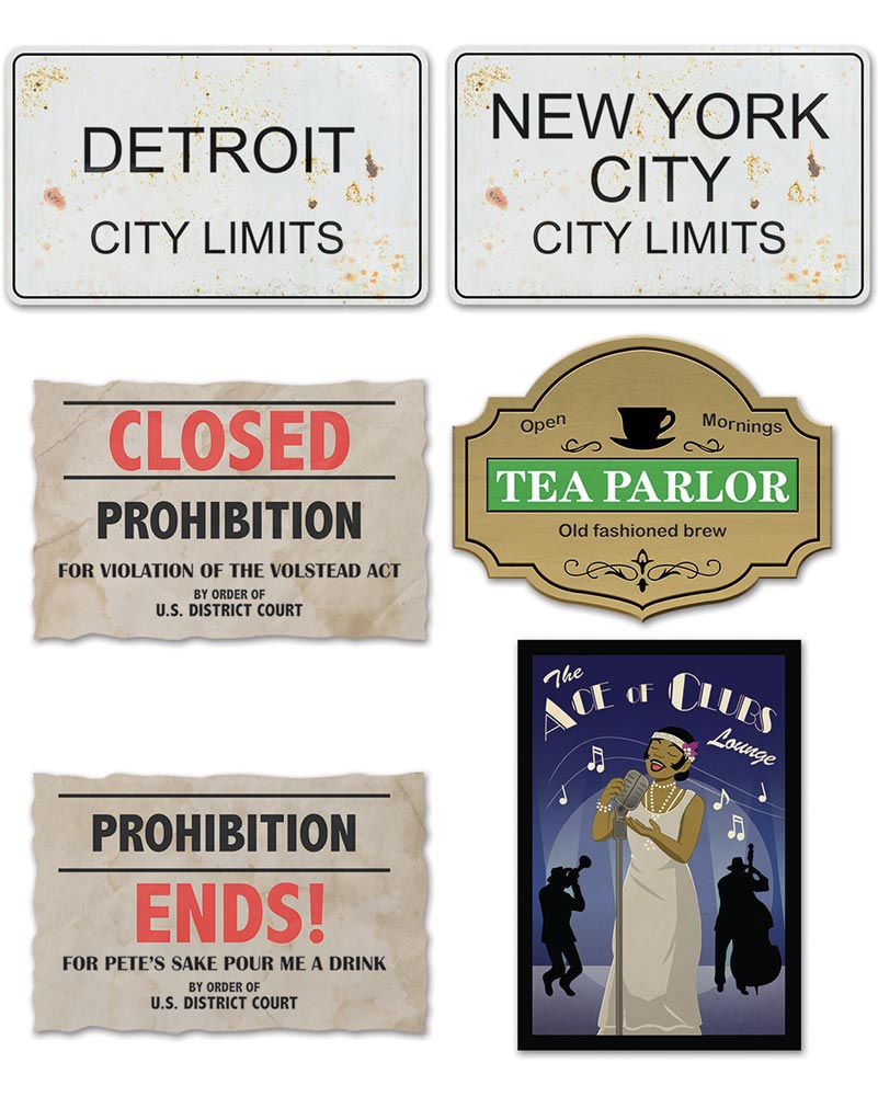 Vintage 1920s Prohibition Era Flapper Dress Cutouts - Pack of 6 Retro Party Decorations for Gatsby Themed Parties, Speakeasy Events & Roaring 20s Costume Accessories