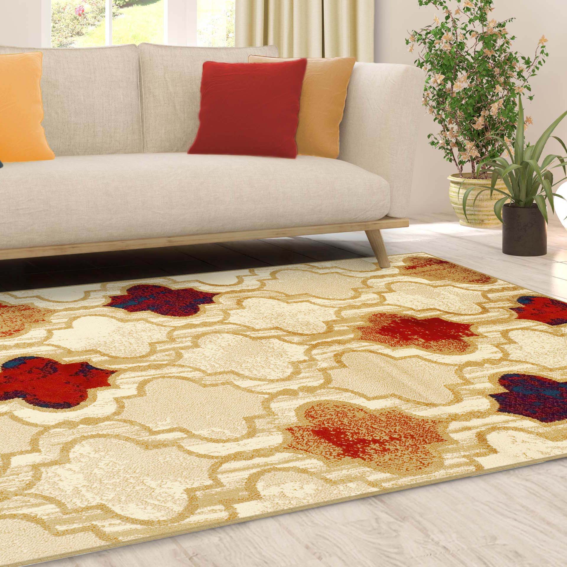 Viking Geometric Trellis Indoor Area Rug & Runner - Non-Slip Boho Chic Carpet for Living Room, Bedroom, Hallway - Perfect for Nordic Home Decor & Cozy Spaces