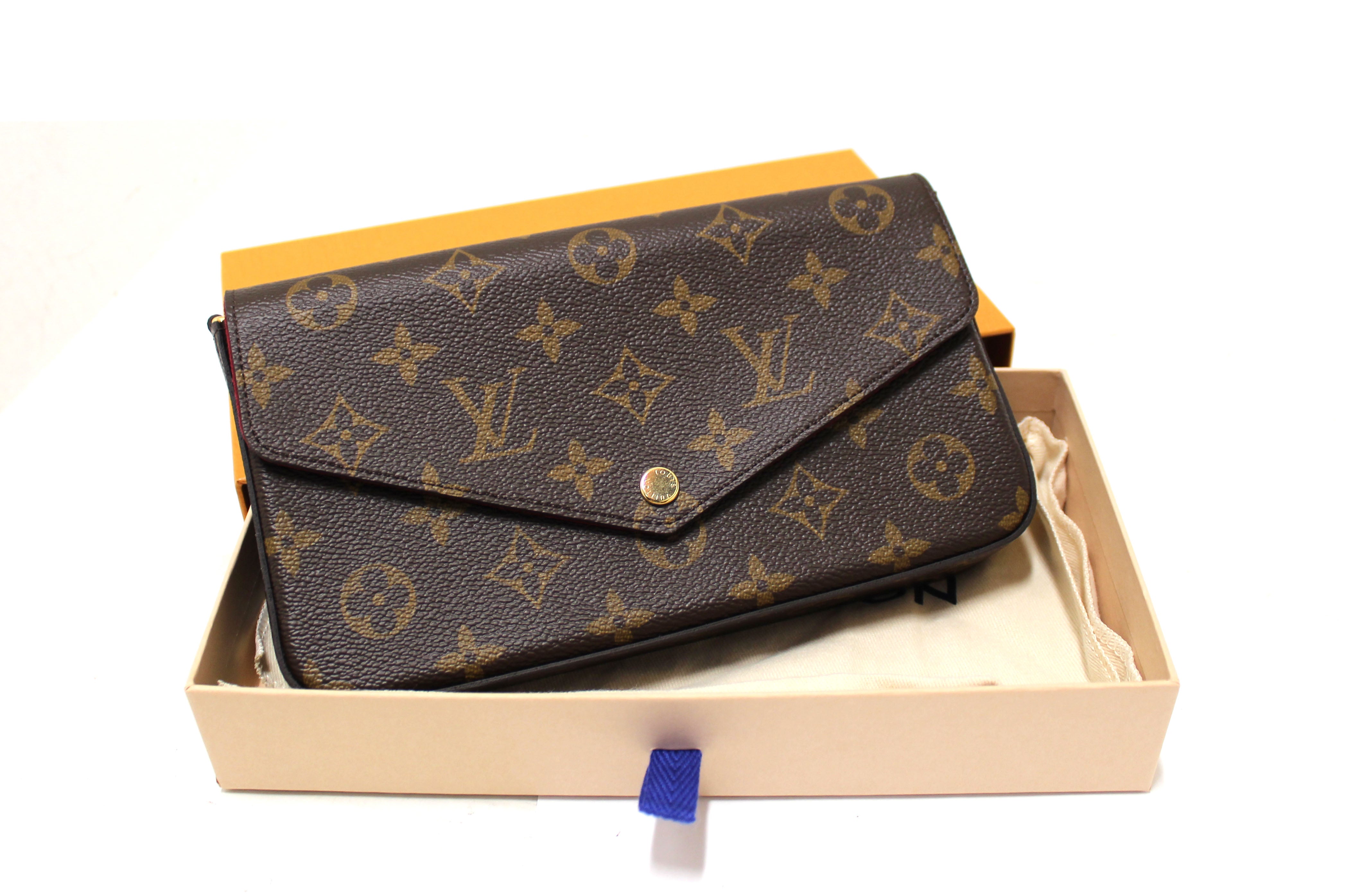 Authentic Louis Vuitton Monogram Felicie Pochette Crossbody Bag in Fuchsia Pink - Luxury Designer Handbag for Women, Perfect for Date Night, Parties & Everyday Use