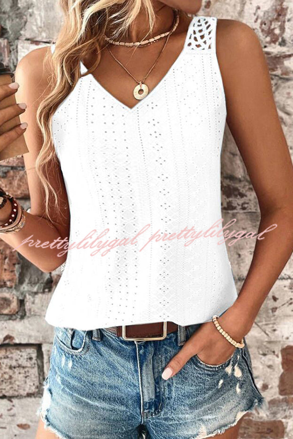 Stylish Solid Color Casual V-Neck Hollow Back Vest Top for Women - Perfect for Summer Outfits, Layering, and Daily Wear