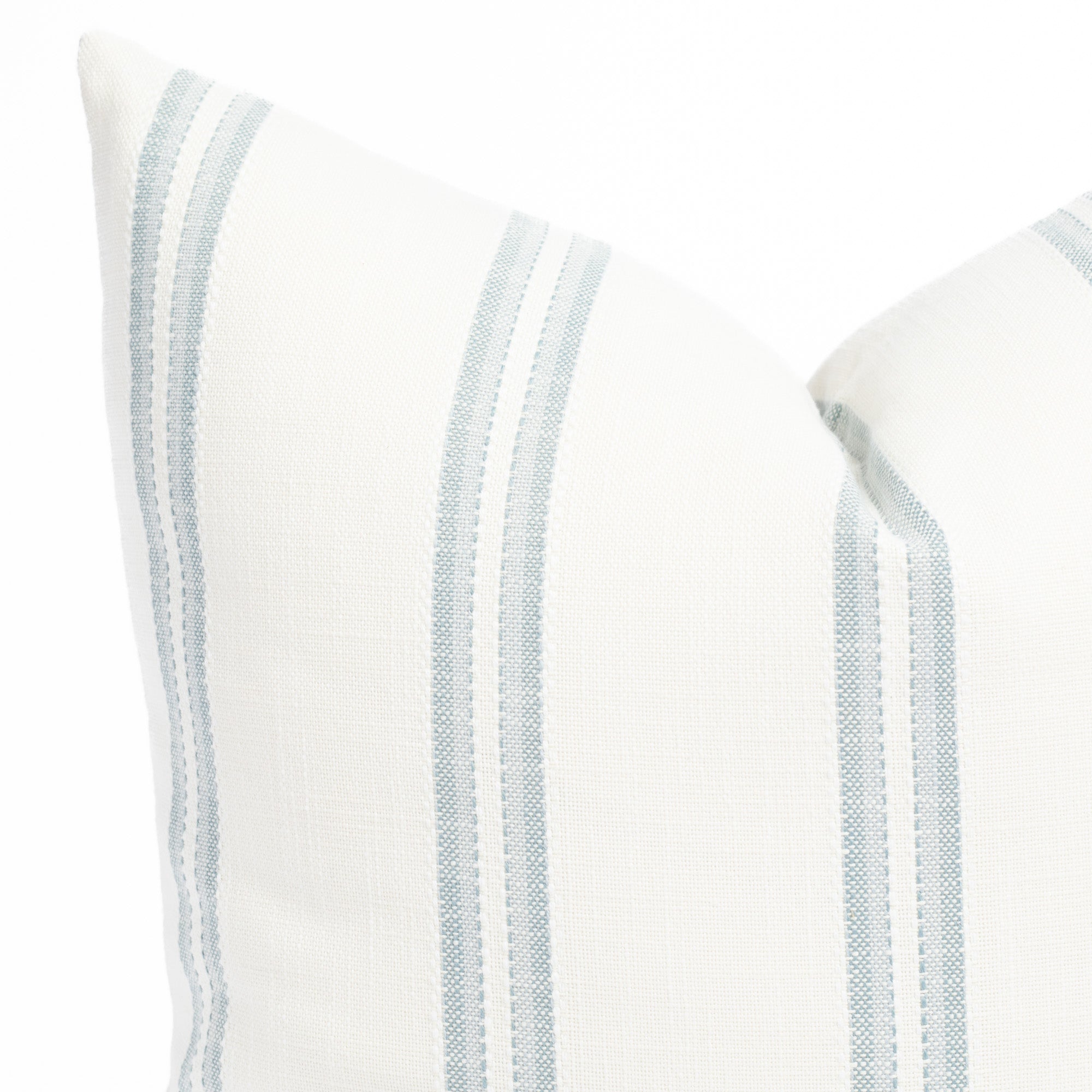 Riviera Stripe 22x22 Outdoor Pillow Cover - Water-Resistant Decorative Throw Pillow for Patio, Porch, Poolside & Garden - Mist Blue & White Striped Design