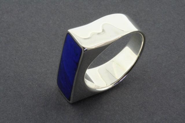 Sterling Silver Flat Lapis Ring for Women - Elegant Minimalist Jewelry for Everyday Wear, Gifts & Special Occasions