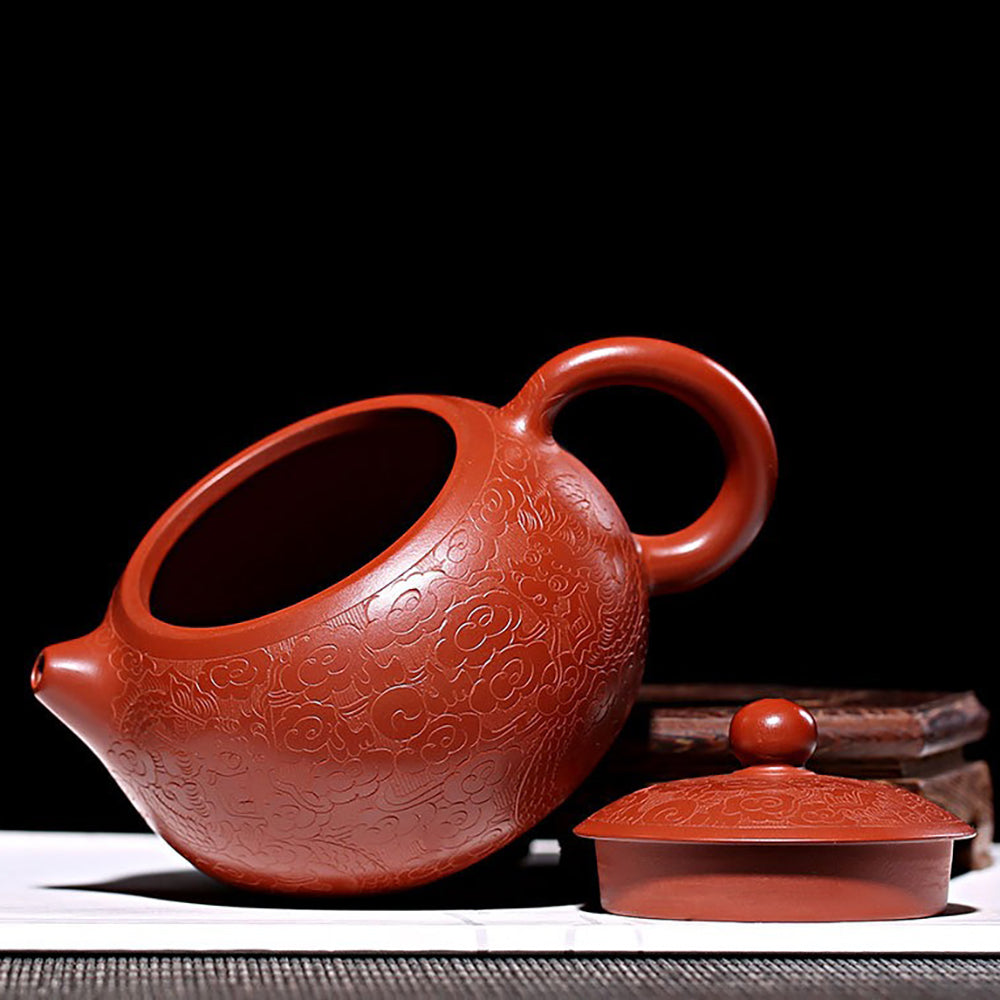 Premium Yixing Auspicious Cloud Dragon Xi Shi Teapot - Authentic Chinese Purple Clay Tea Pot for Gongfu Tea Ceremony | Perfect Gift for Tea Lovers & Collectors