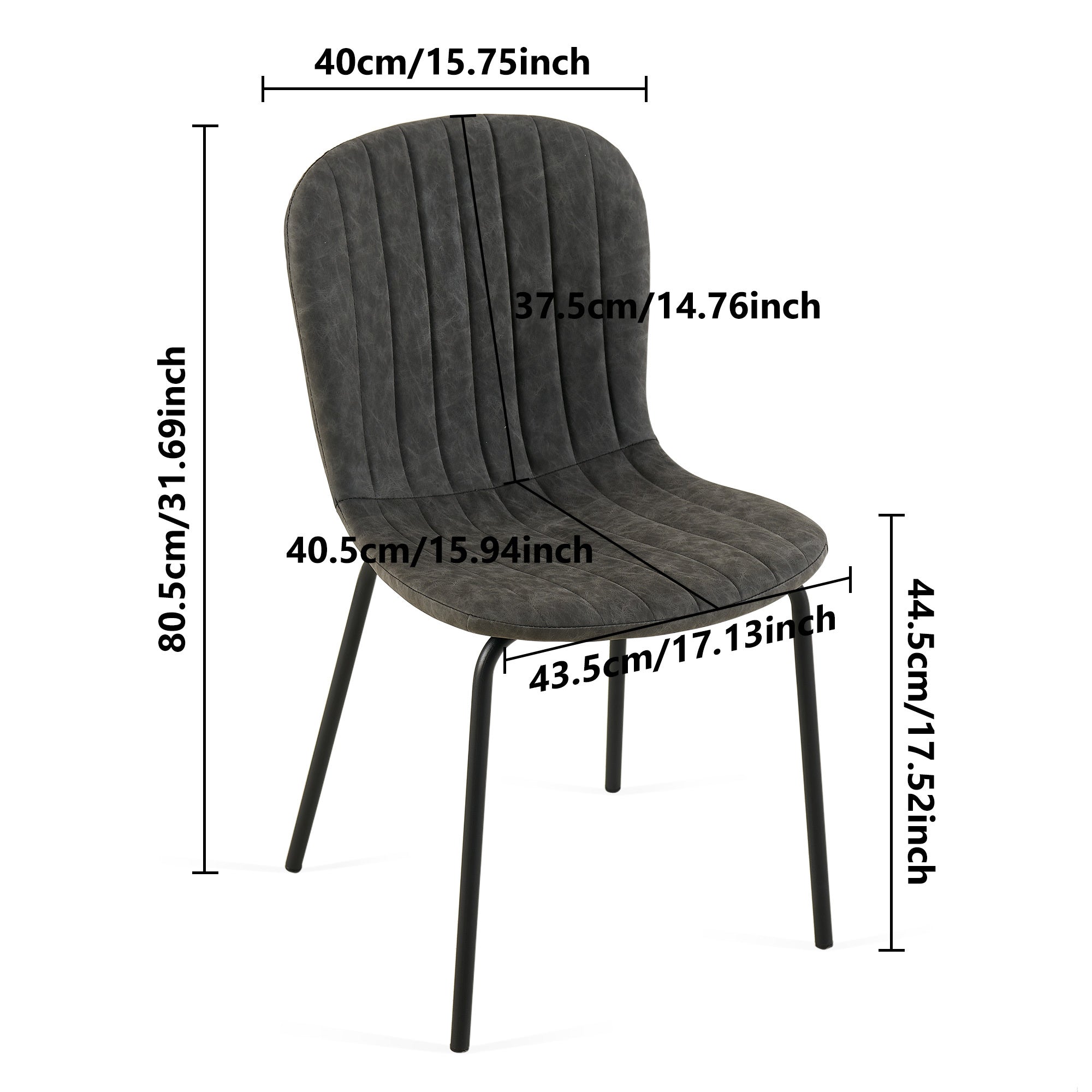 Dark Grey Faux Leather Dining Chairs Set of 4 - Mid Century Modern PU Leather Upholstered Kitchen Chairs for Dining Room & Home Decor | Perfect for Small Spaces & Entertaining Guests