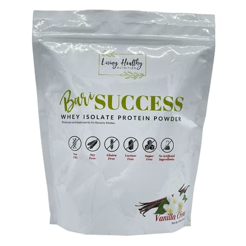 BariSuccess Vanilla Whey Isolate Protein Powder - 30g Protein per Serving, 30 Servings - Fat Free, Sugar Free, Gluten Free, Soy Free, Lactose Free - Low Carb Bariatric Meal Replacement Shake for Weight Loss & Muscle Recovery - Perfect for Post-Workout, Breakfast Smoothies & Bariatric Surgery Diet