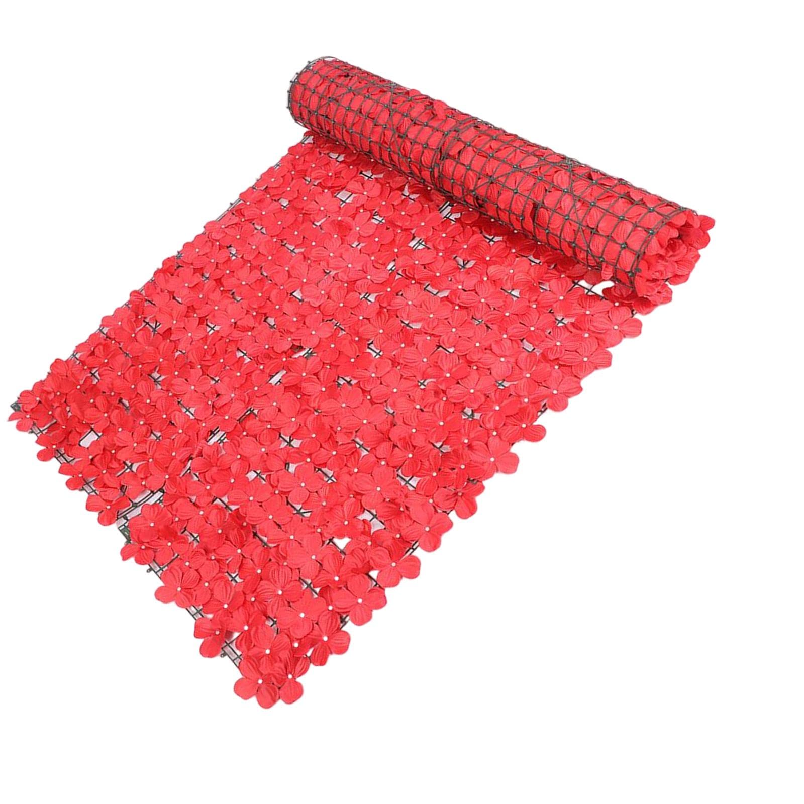 MagiDeal Red Silk Flower Privacy Fence - DIY Backdrop for Balcony & Photography