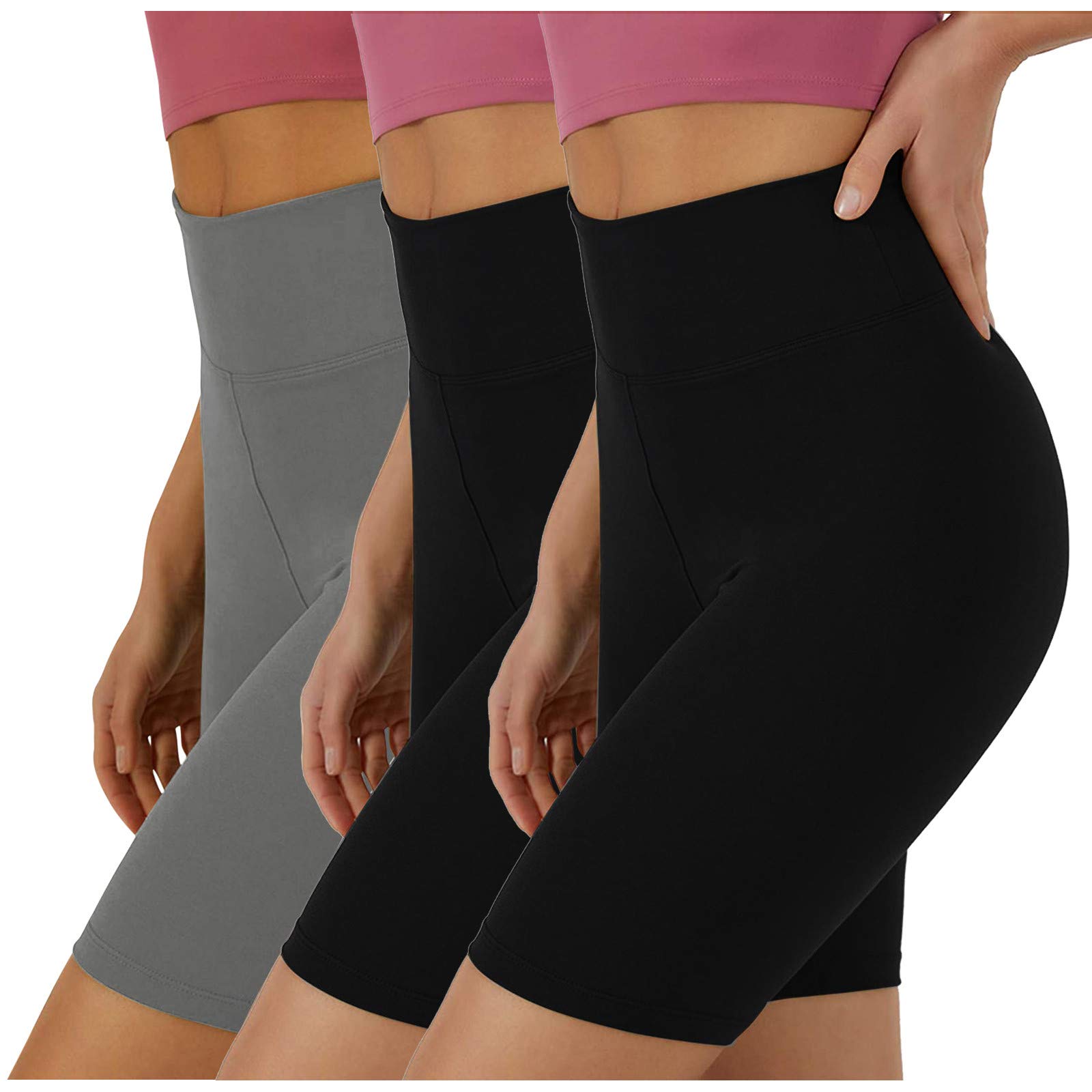 GDJGTA Women's High Waist Athletic Shorts 3-Pack - Running, Yoga, Workout & Outdoor Sports Shorts - Breathable Comfort for Gym, Fitness & Active Lifestyle